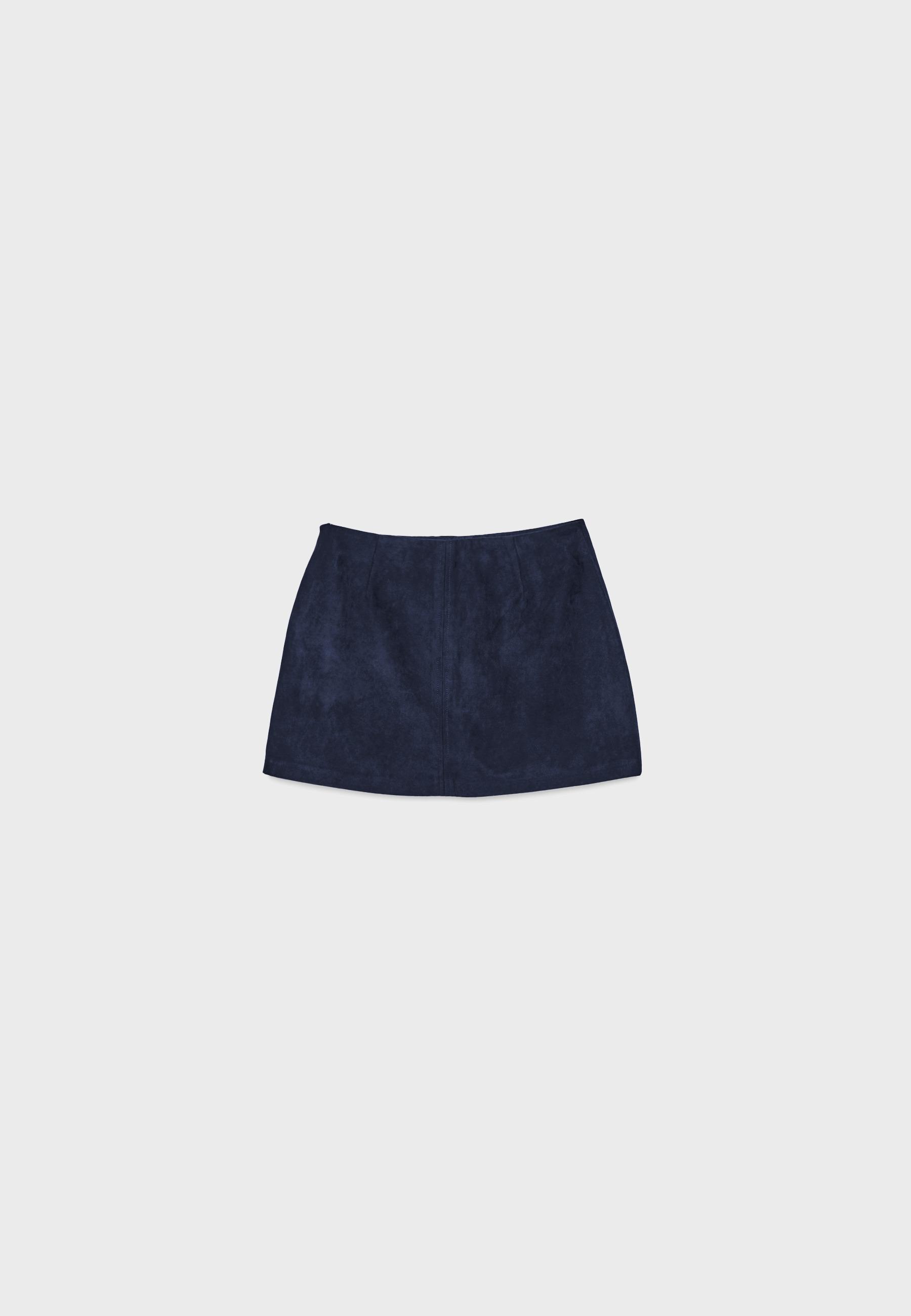 Faux suede mini skort — Navy blue