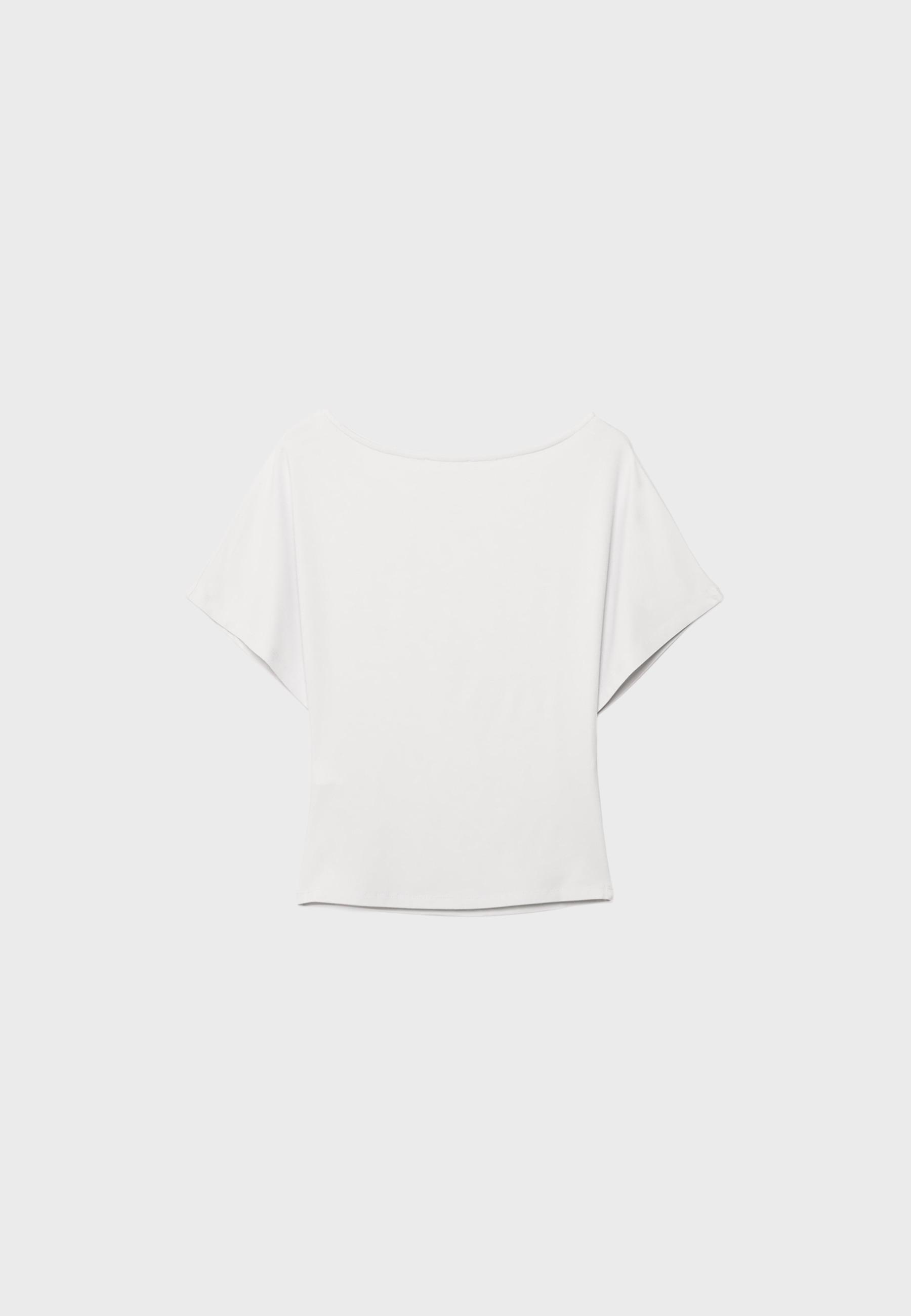 Short sleeve boat neck T-shirt — White