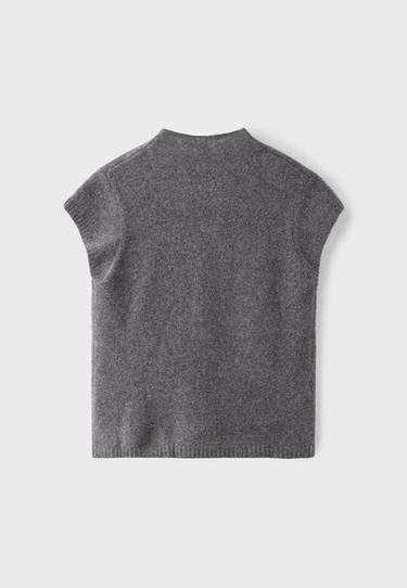 Short sleeve stand collar knit jumper — Dark grey 8