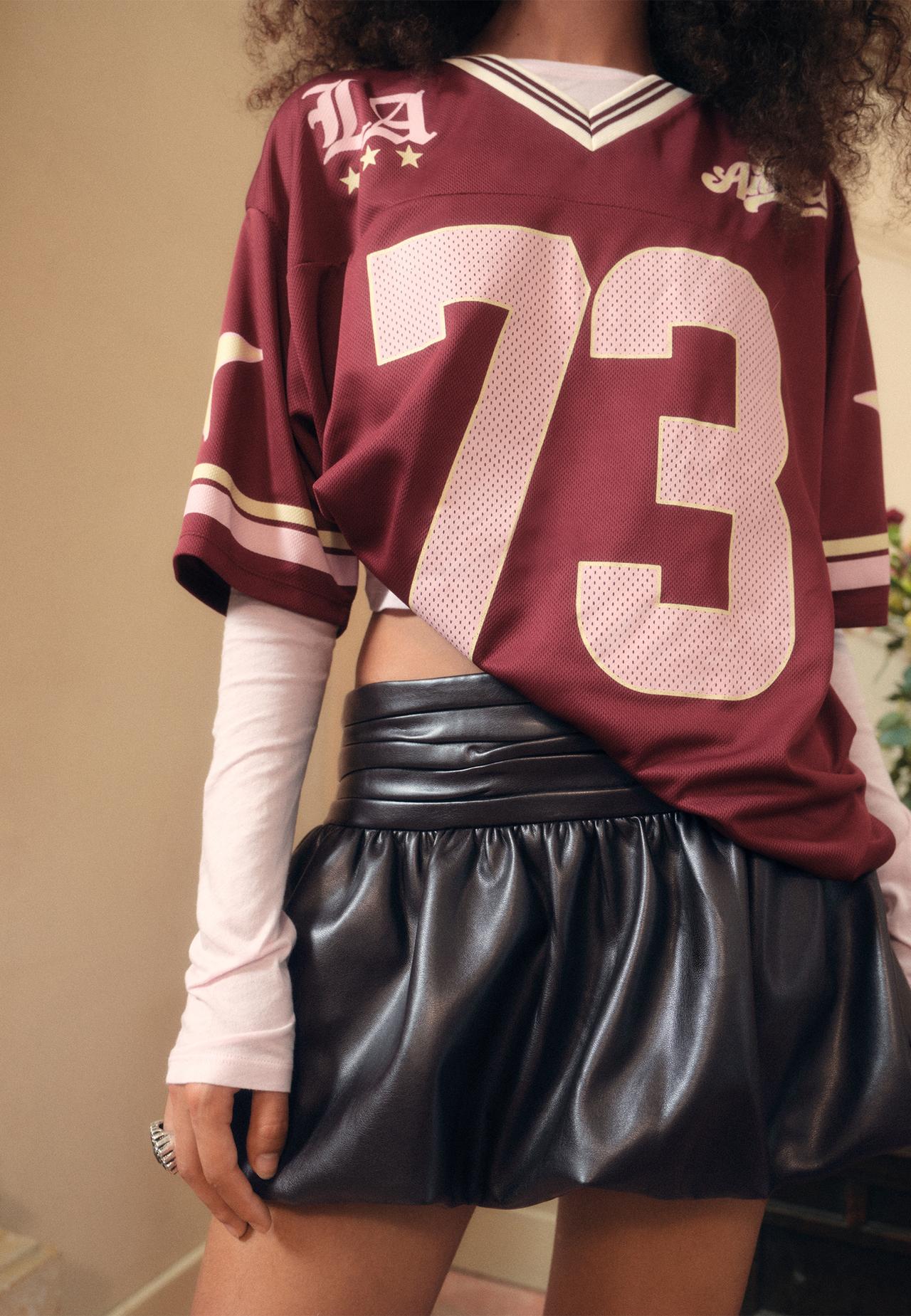 Leather effect balloon skirt — Brown