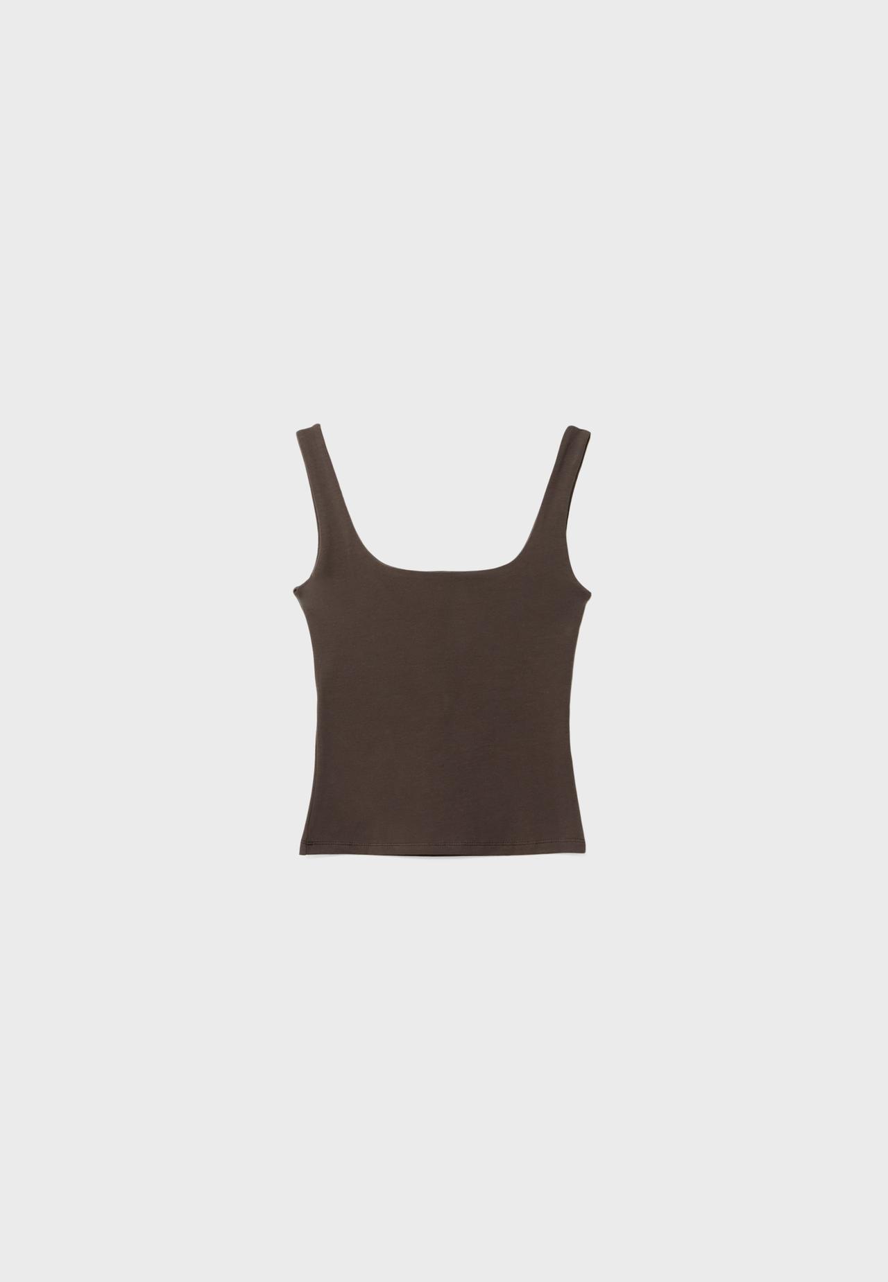 Wide strap vest top — Brown