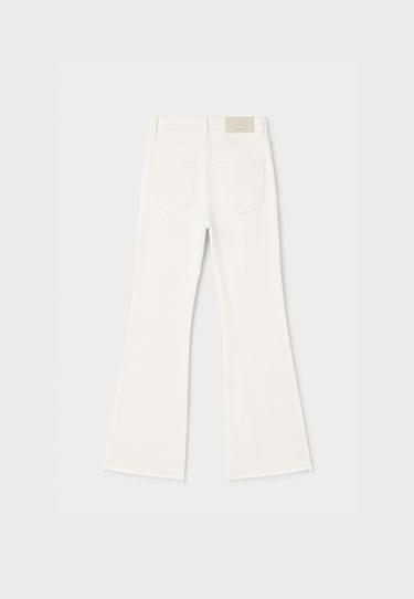 D74 stretch bell bottom jeans with slit — Vanilla 8