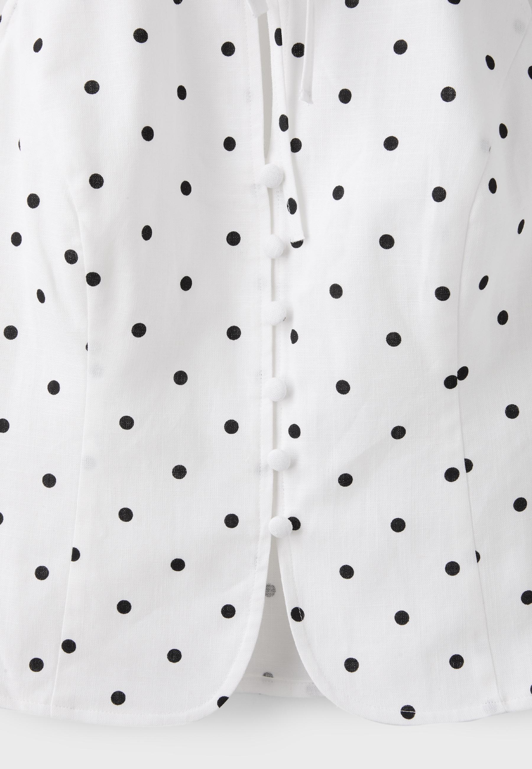 Polka dot print fitted halter top — Ecru