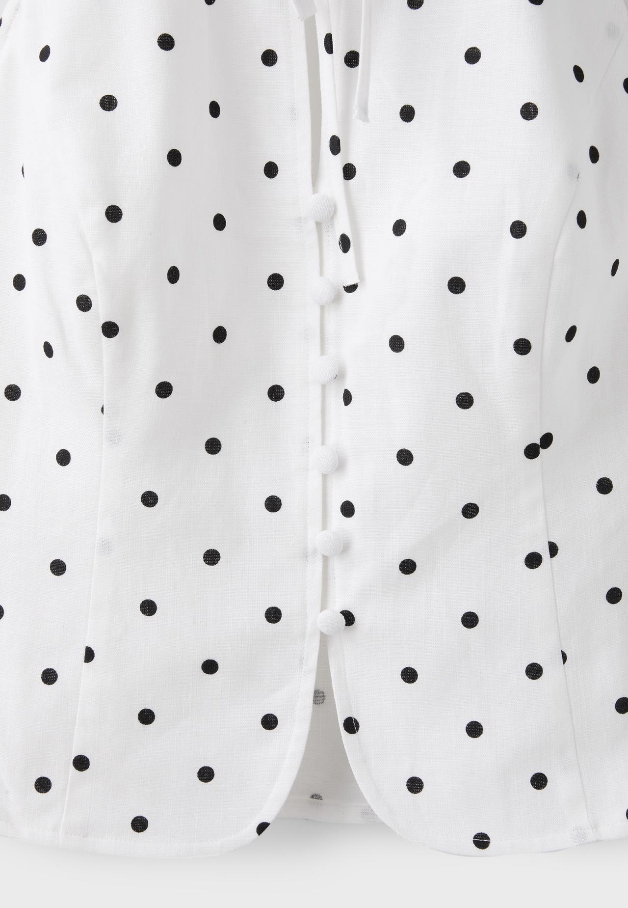 Fitted polka dot top — Ecru