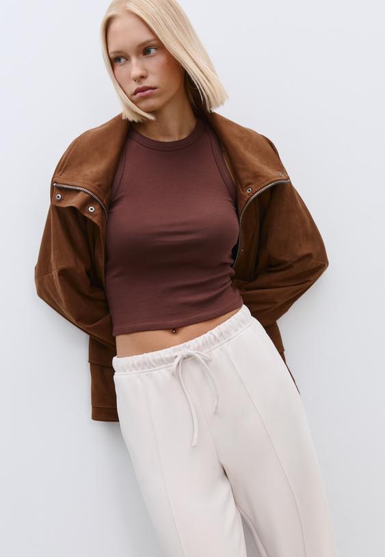 pantalon jogger wide leg nervio tacto suave