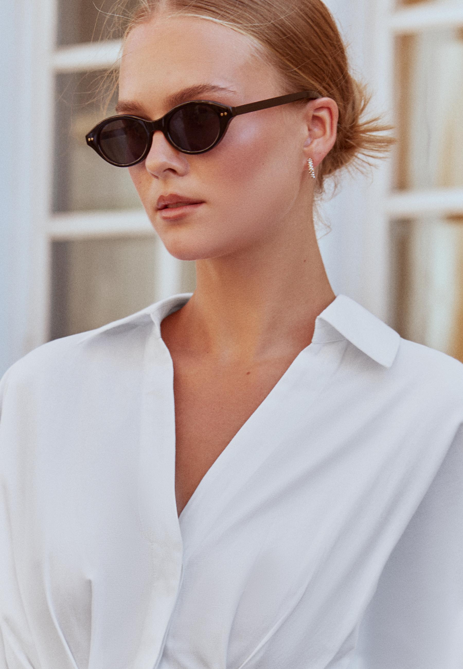 Pleated poplin shirt — White