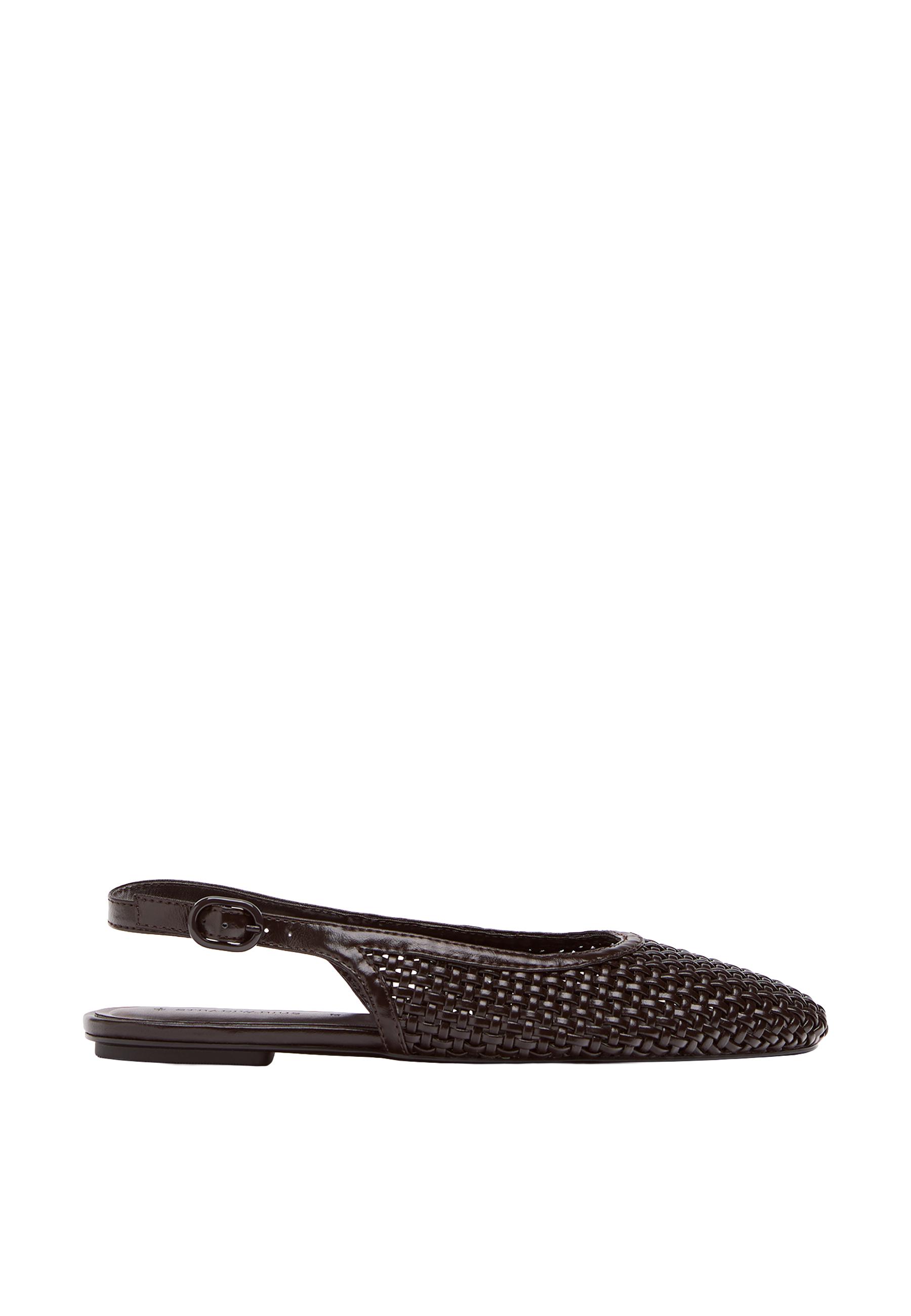 Braided slingback ballet flats — BROWN