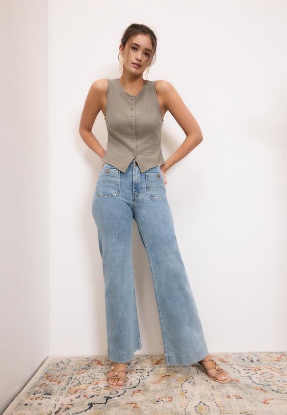 top sem mangas com botoes