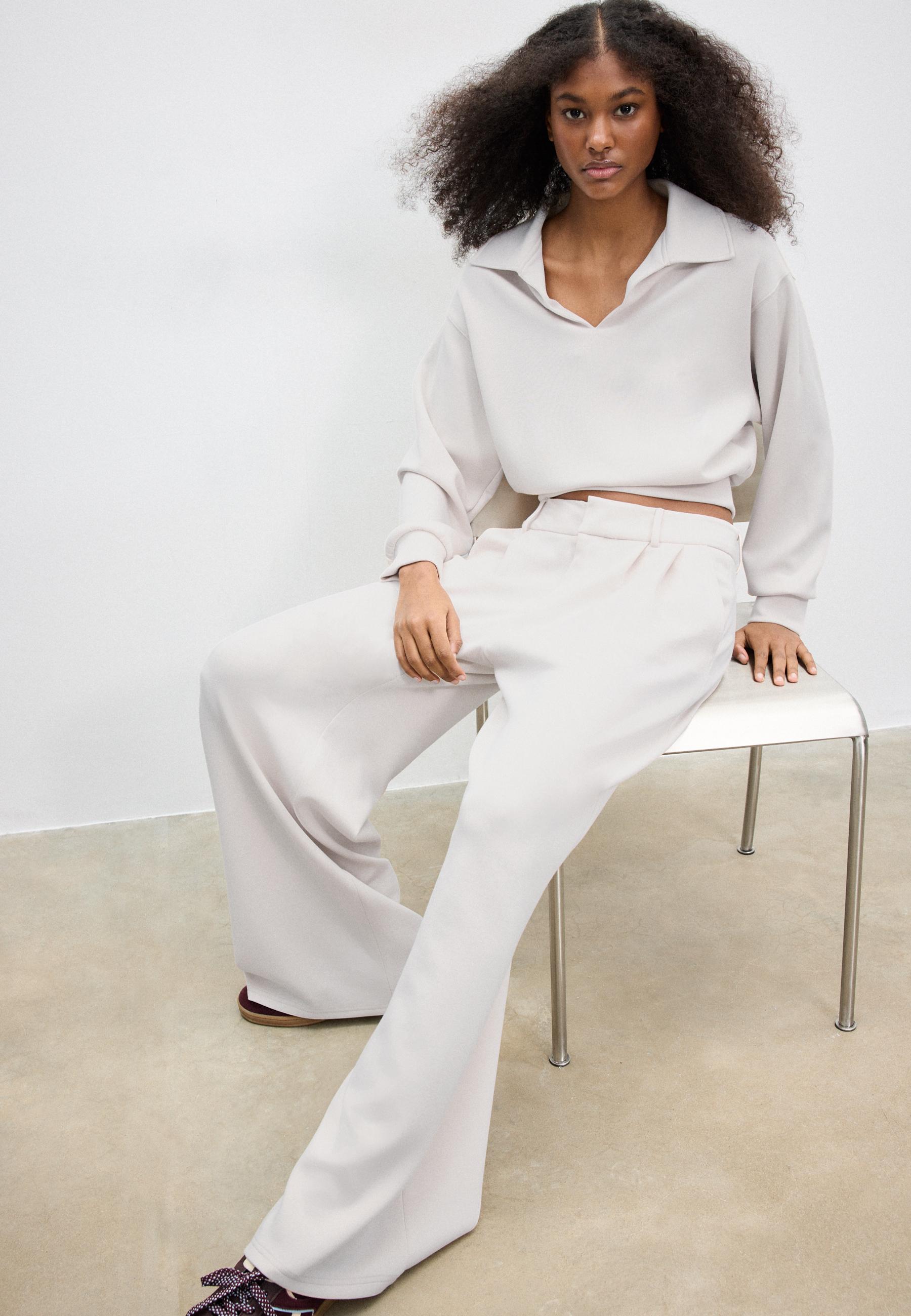 Soft-touch smart trousers — Stone