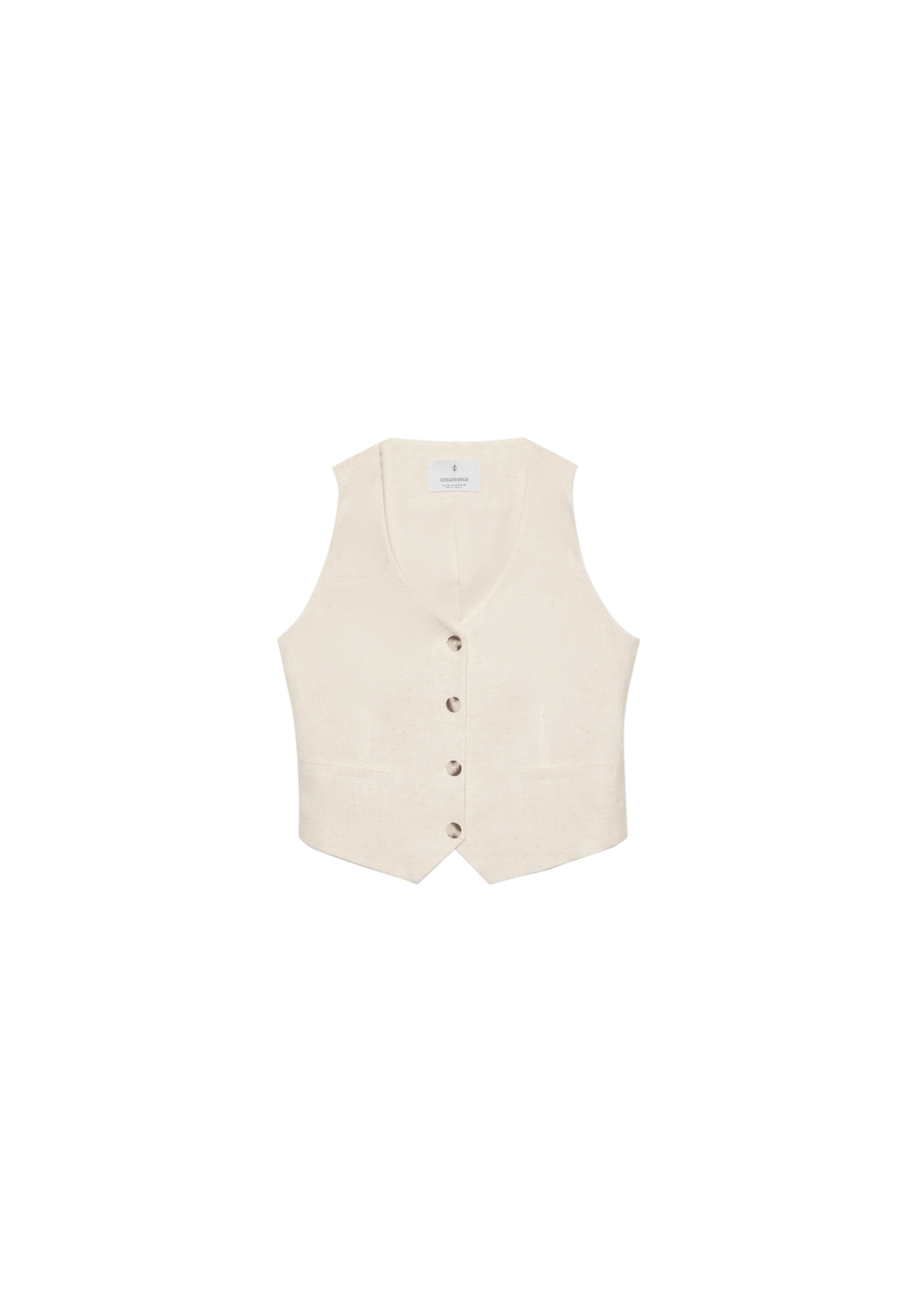 Linen look waistcoat — Stone