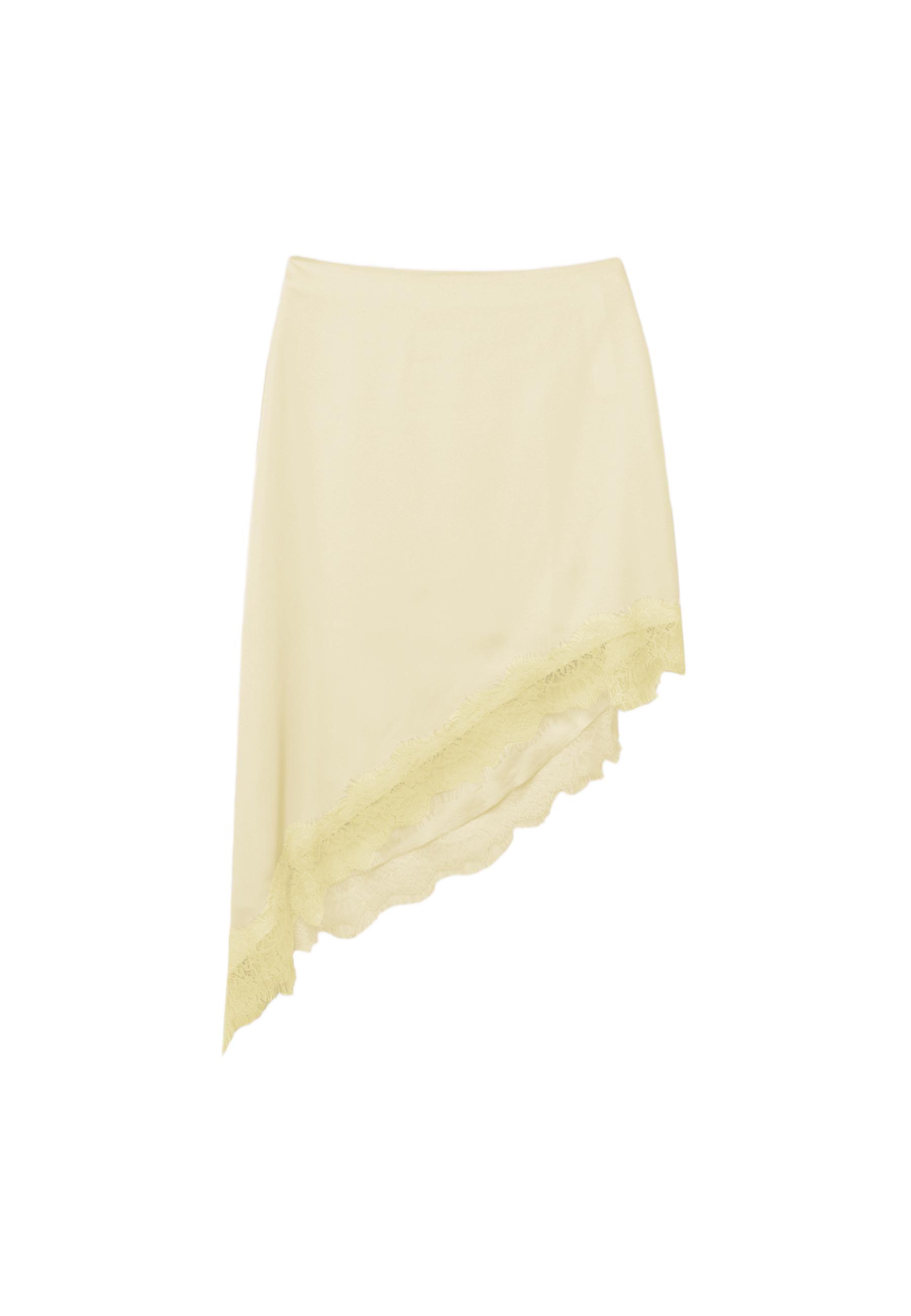 Satin asymmetric skirt — Pastel yellow