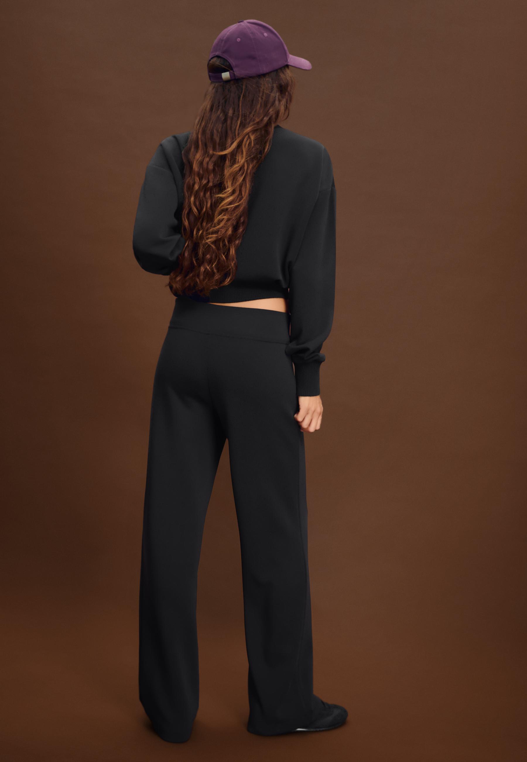 Soft-touch straight-leg jogger trousers with pintuck detail — Black