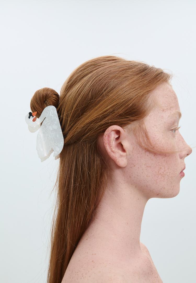fermaglio per capelli a forma di cigno