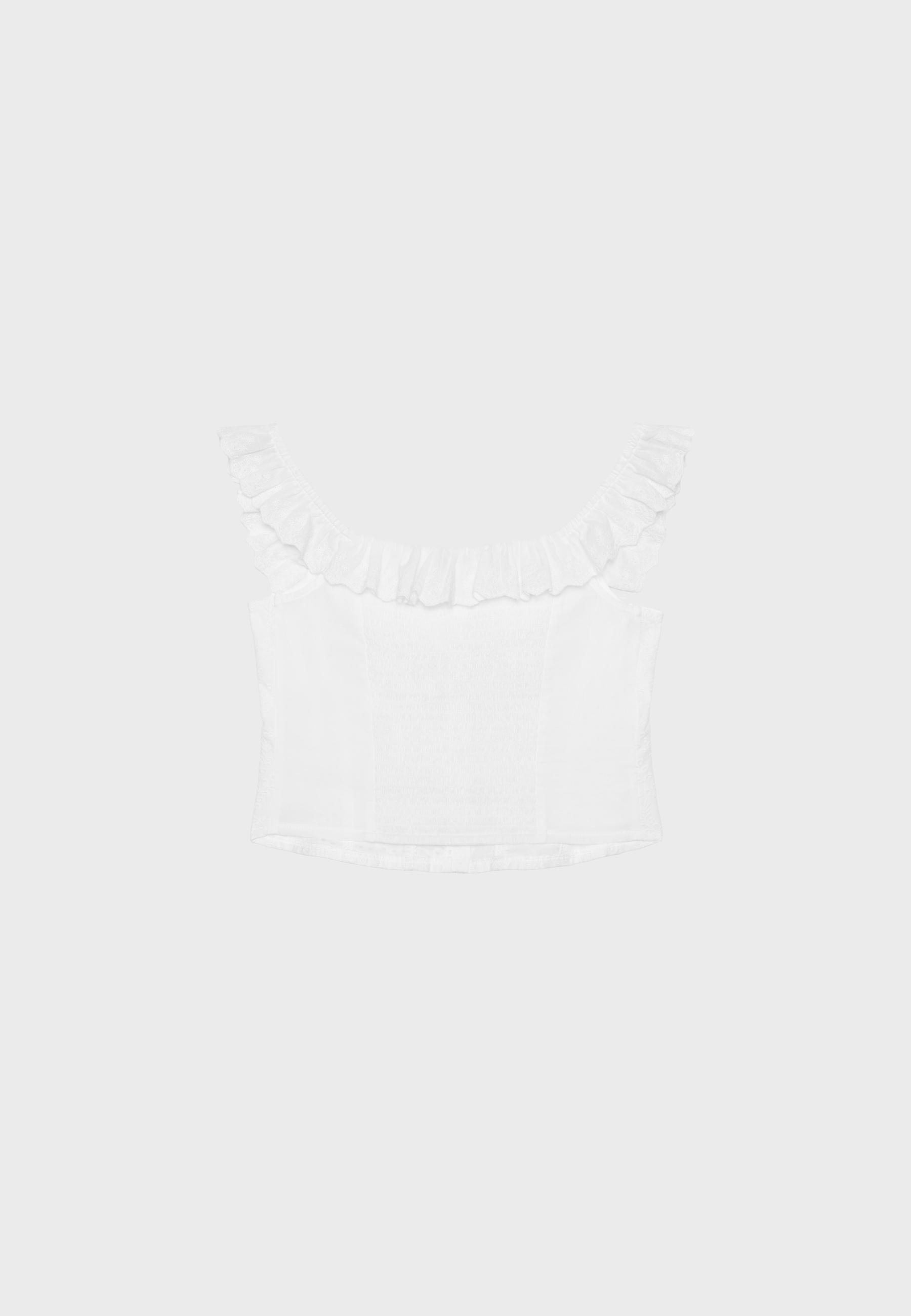 Corsetry-inspired Swiss embroidery top