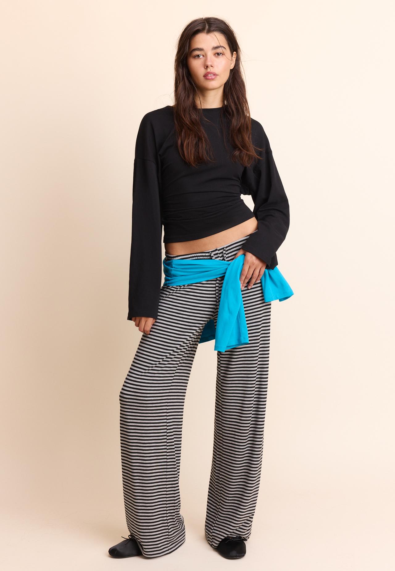 Striped slim-waist jogger trousers — Black