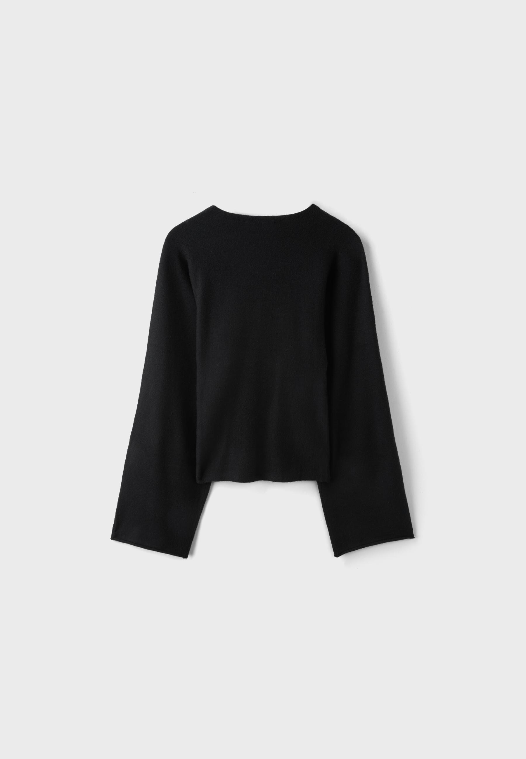 Stand collar knit jumper with kimono sleeves — Black