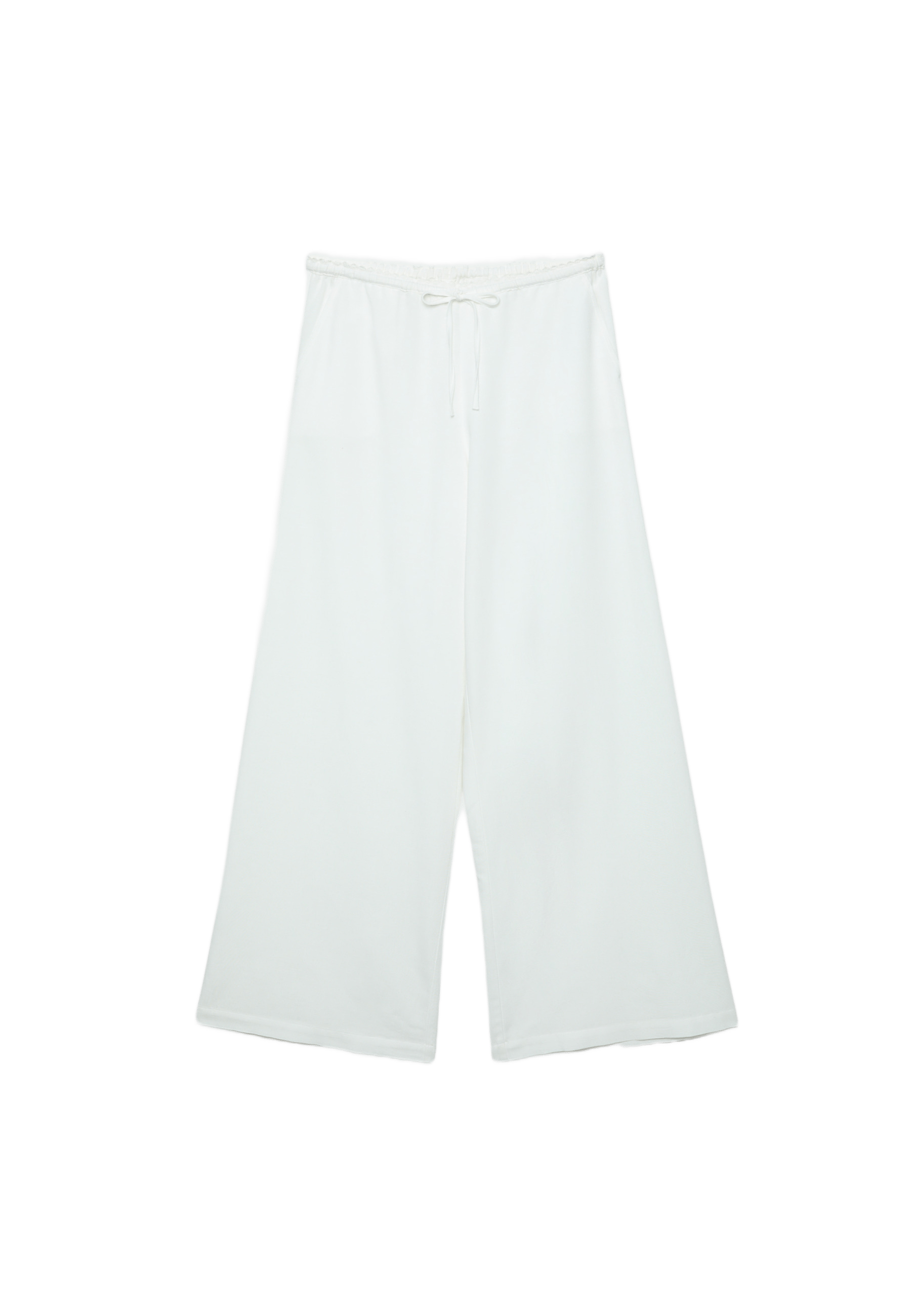 Wide-leg linen-effect trousers — Ecru