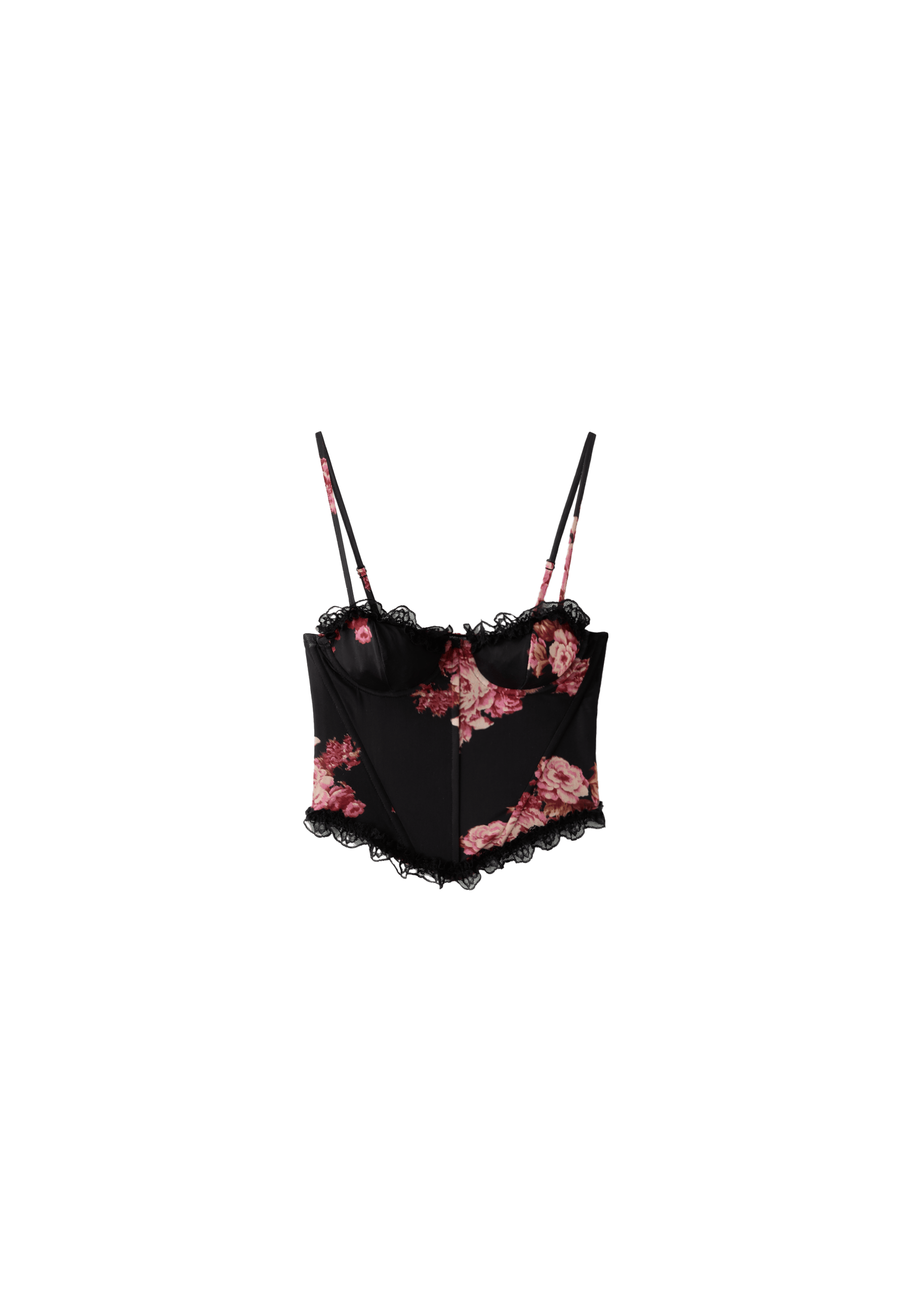 Fitted floral print cropped top — Red
