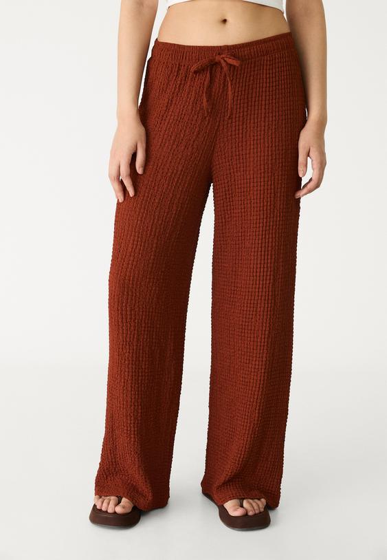 pantalon largo fluido textura