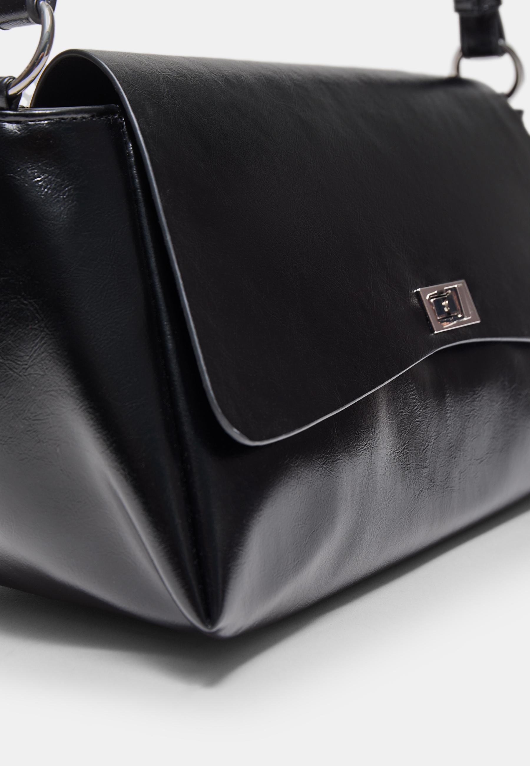 LARGE FLAP CROSSBODY BAG — Black