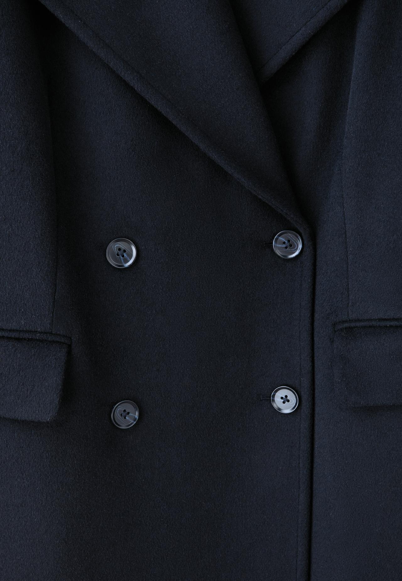 Long wool-blend coat — Navy blue