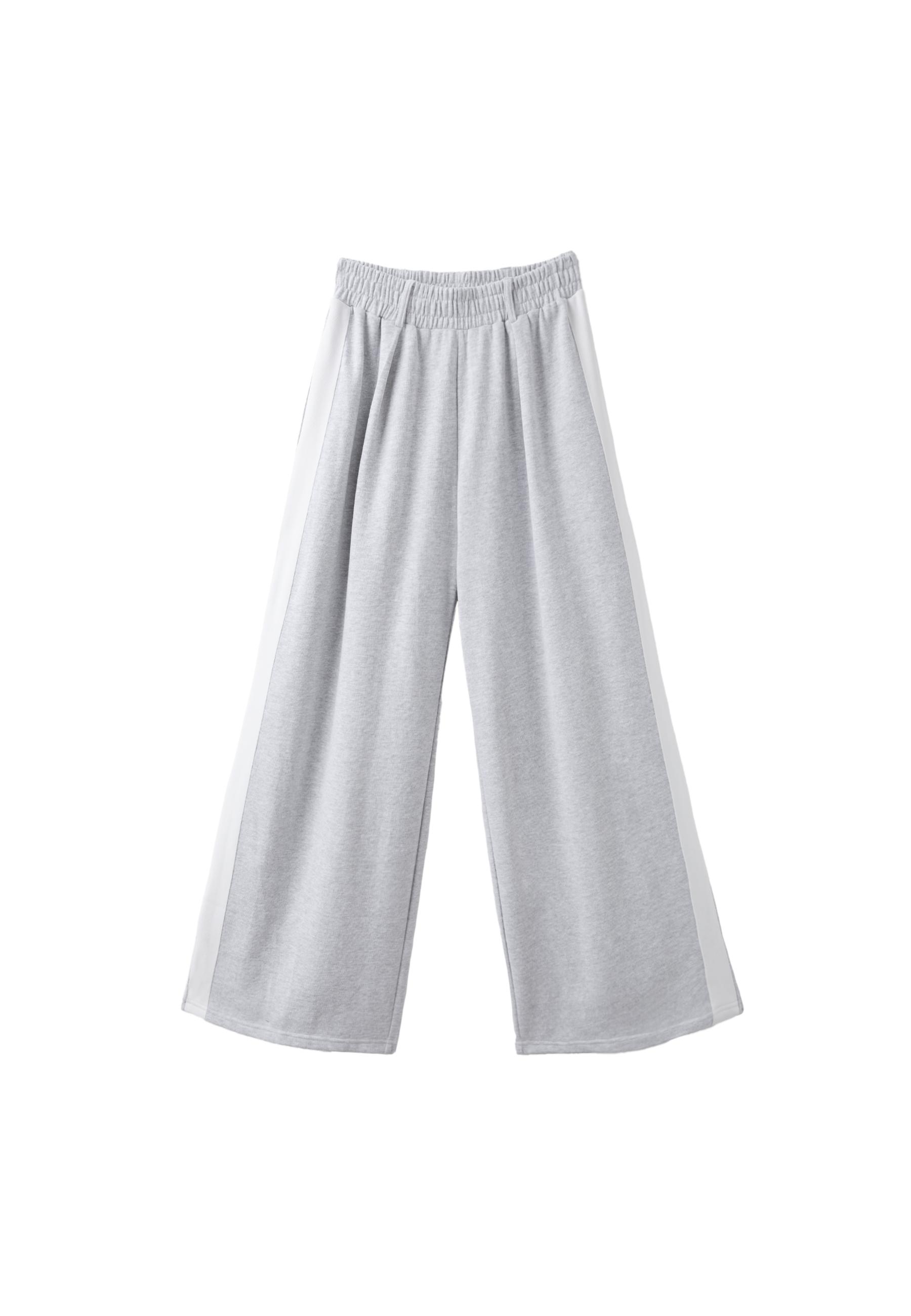Wide-leg side stripe jogging trousers — Grey melange