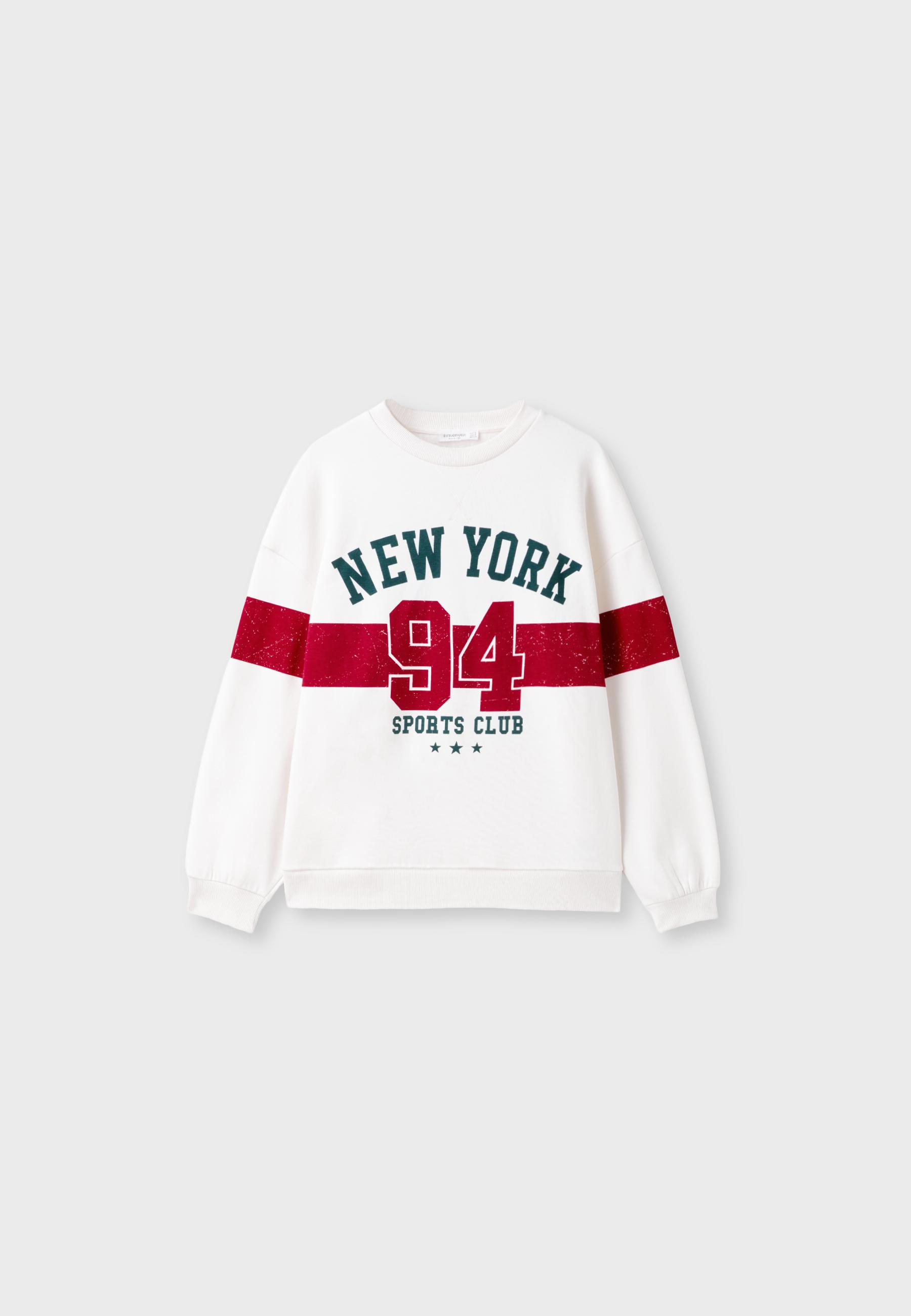 Cotton blend placement print regular sweatshirt — Red