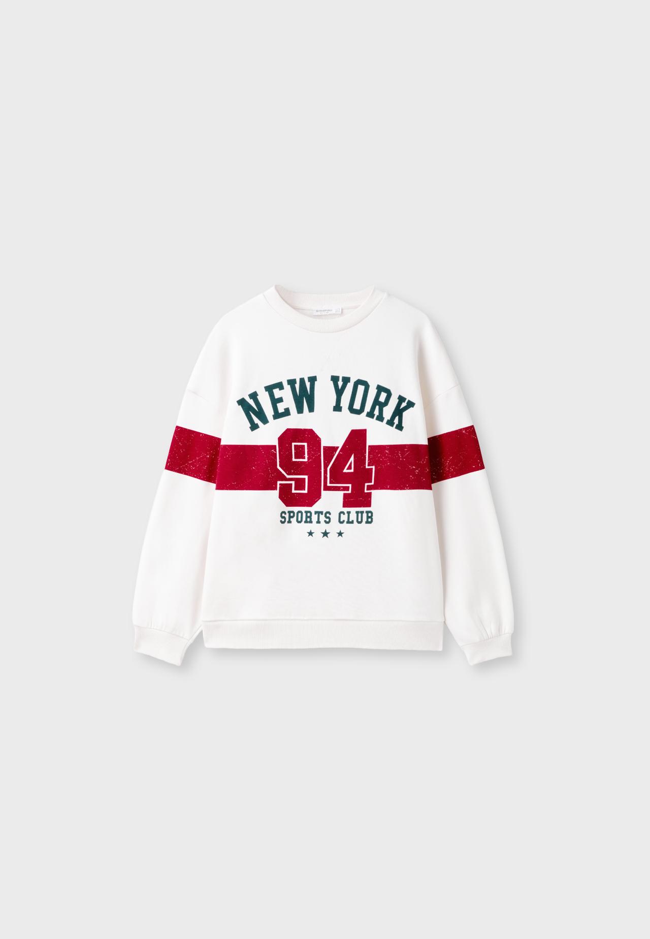 Regular-fit cotton blend sweatshirt with positional print — Red