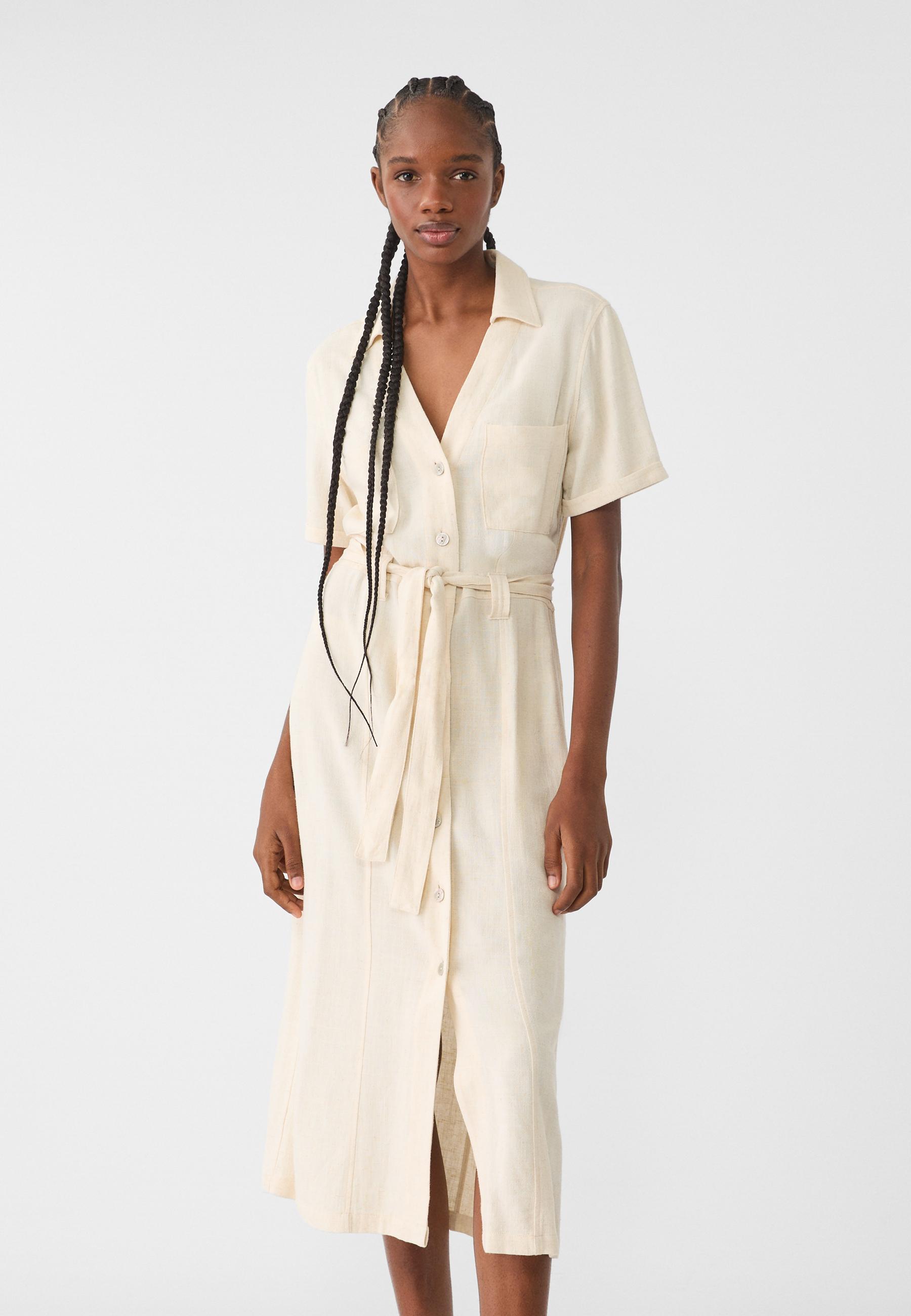 Linen blend shirt dress on sale