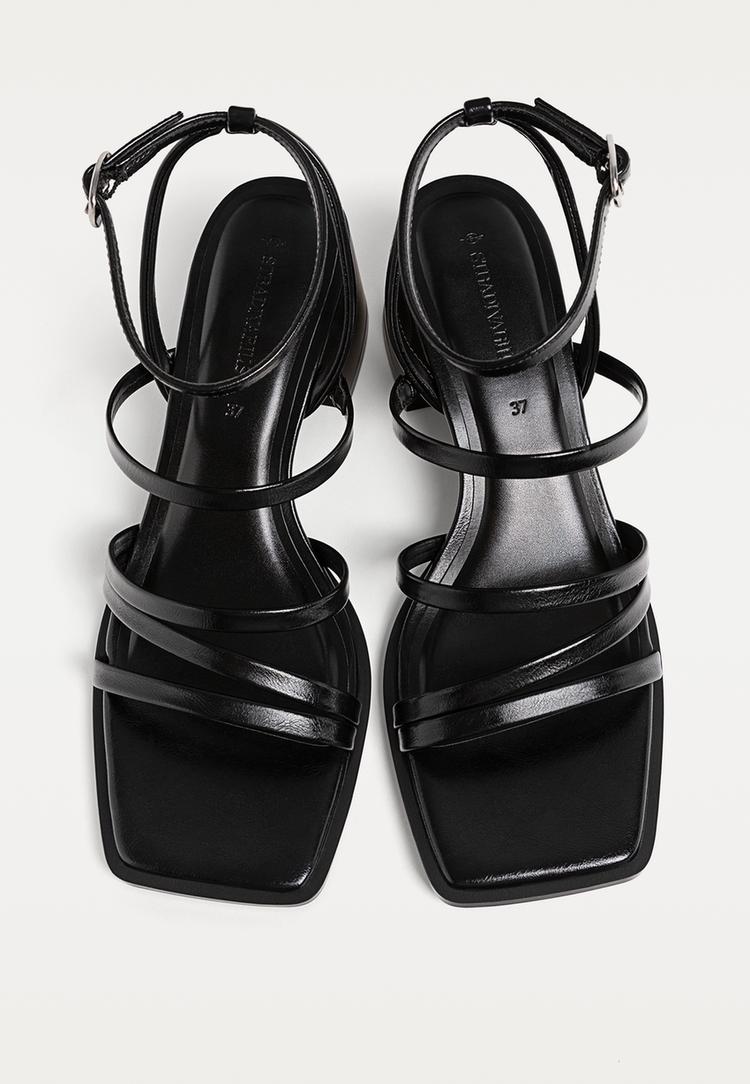 sandalias de tacon ancho tiras