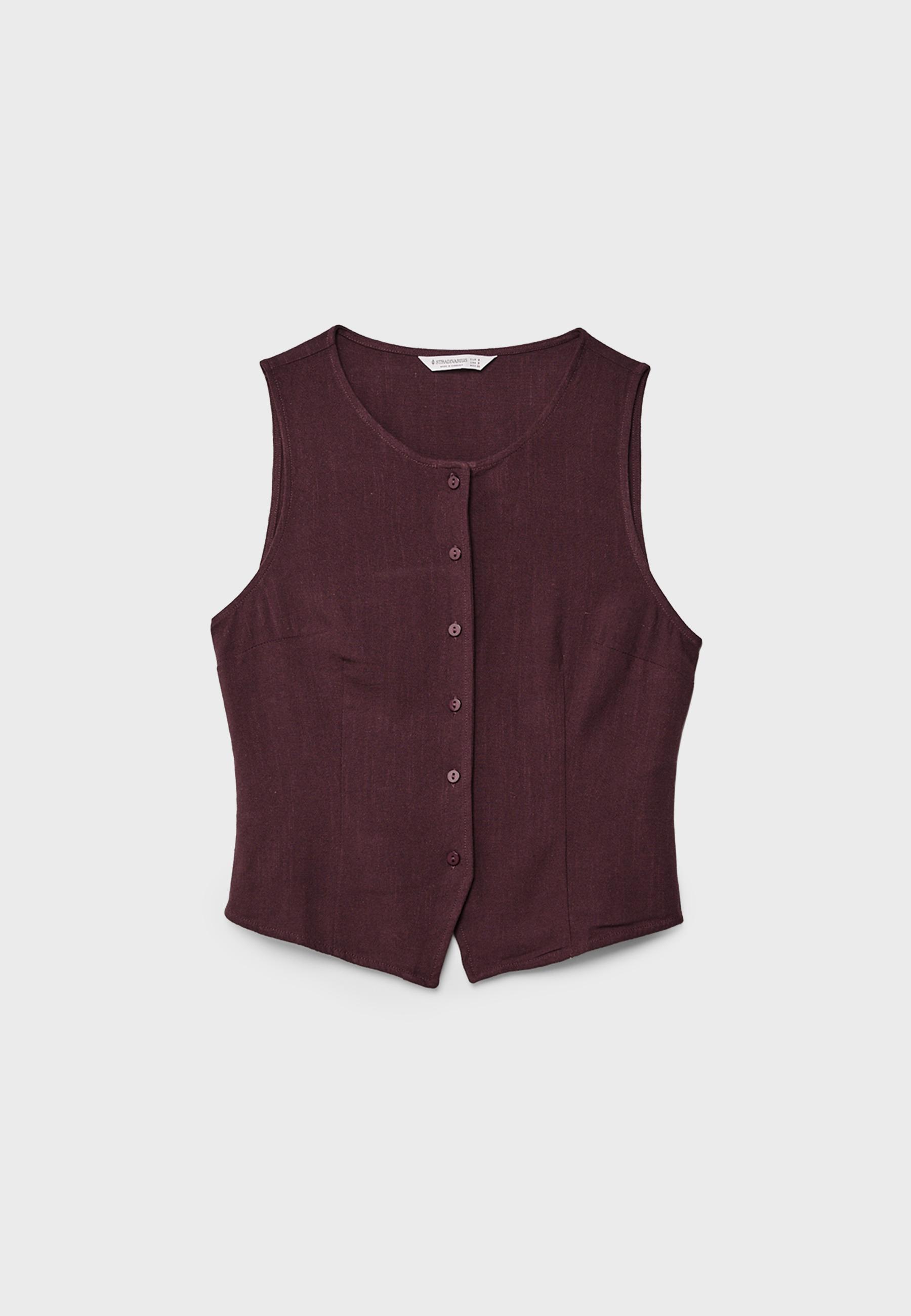 Sleeveless buttoned top — Purple