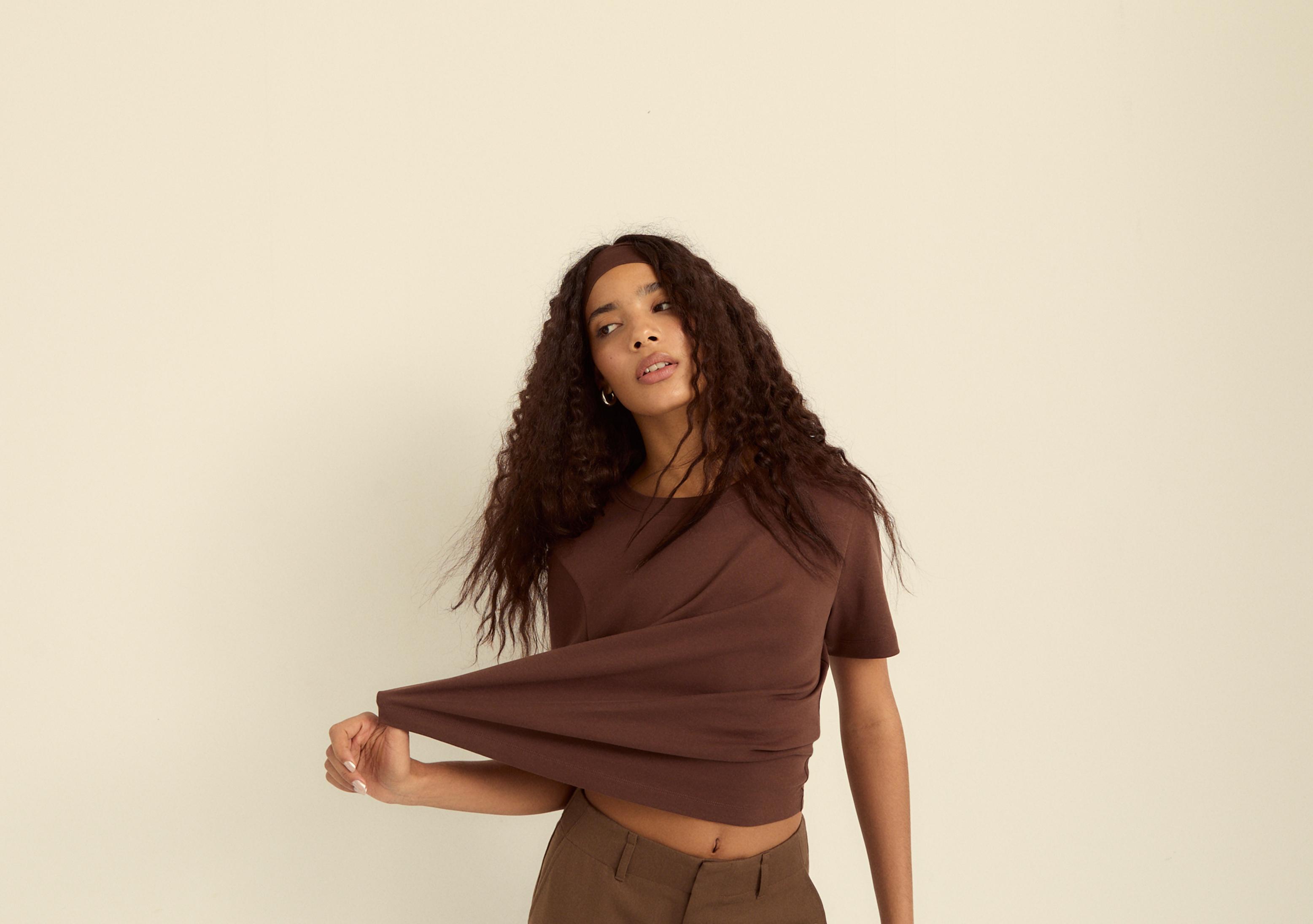 B01 Heavyweight regular fit basic T-shirt — Brown