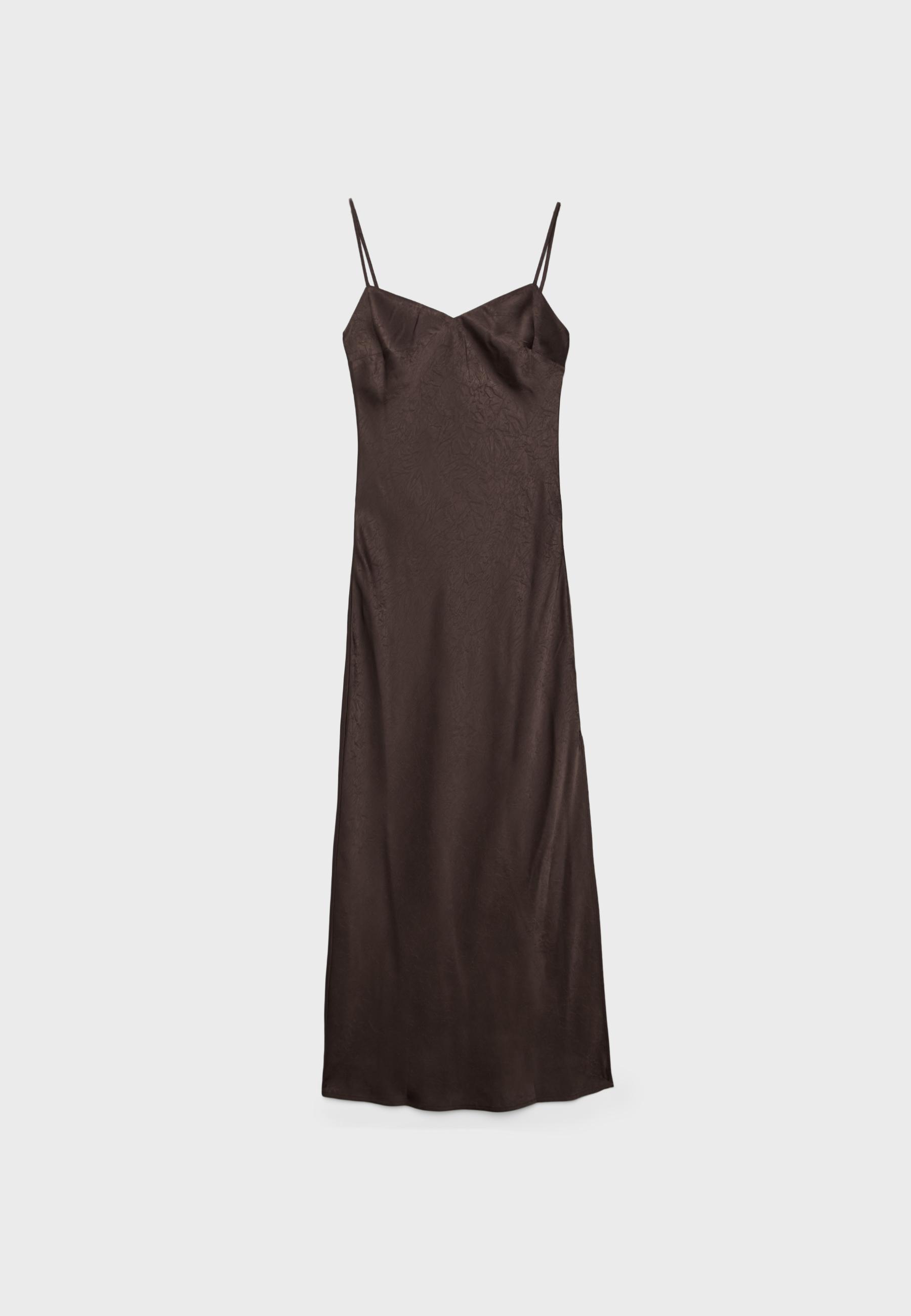 Satin midi dress — Brown