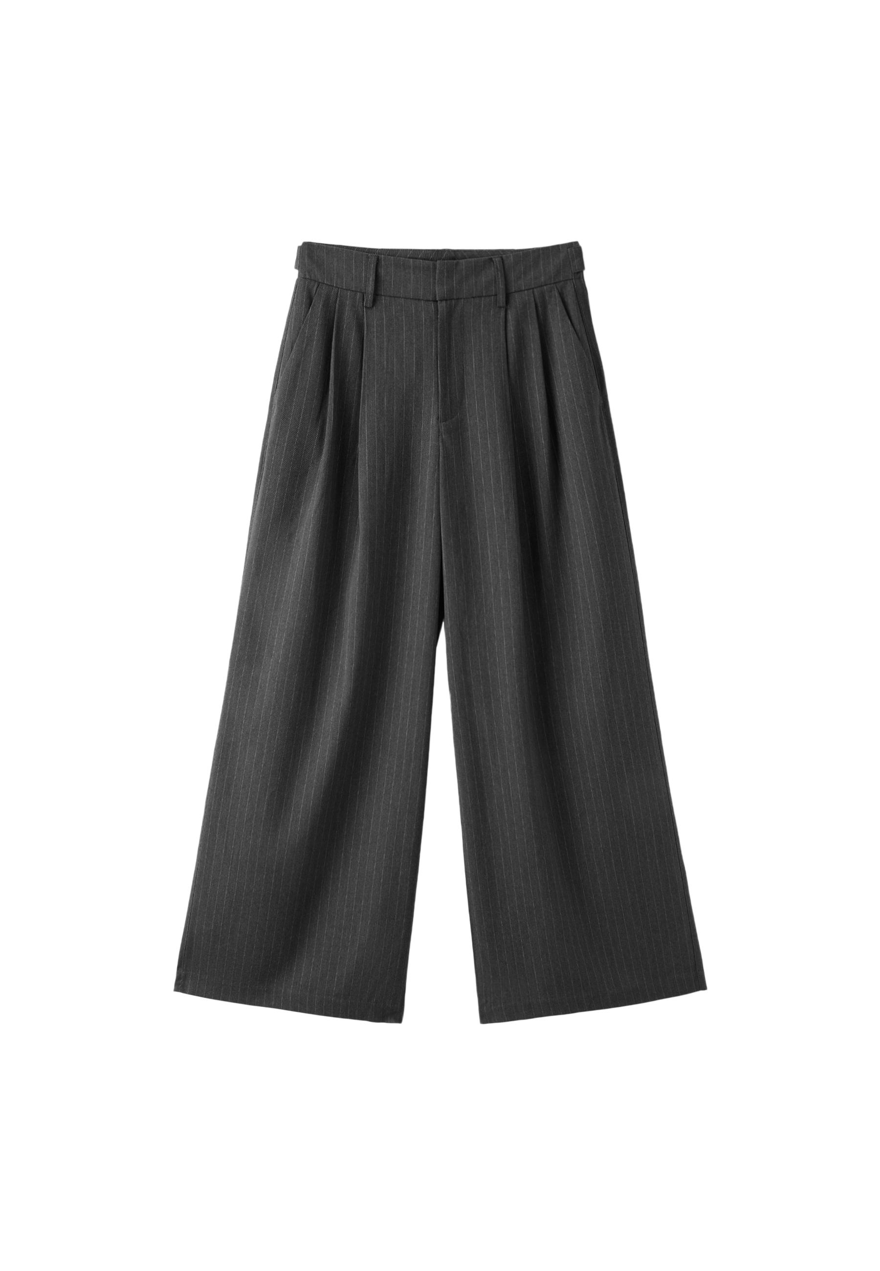 Striped wide-leg trousers — Grey