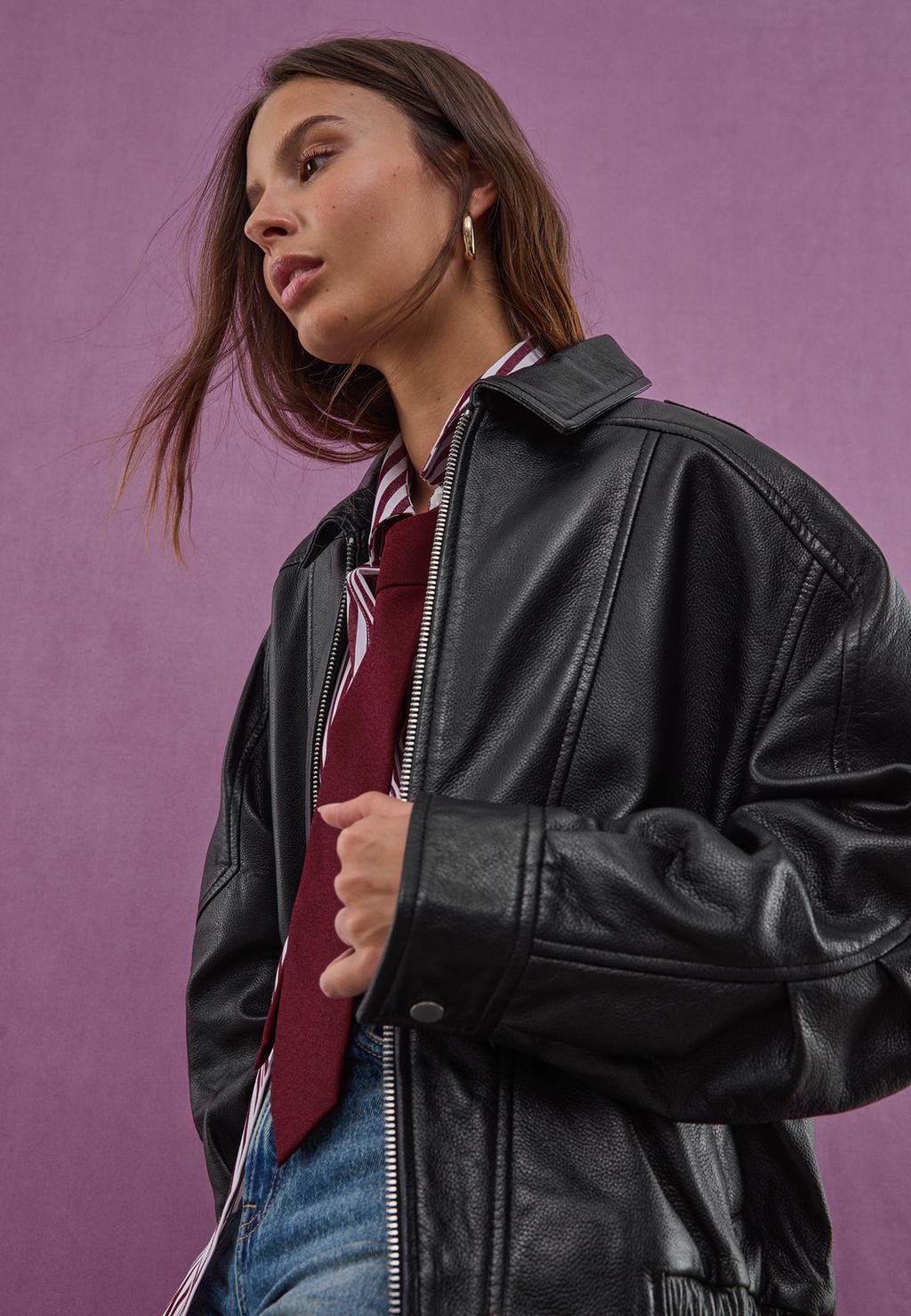 Giubbotto oversize 100% pelle