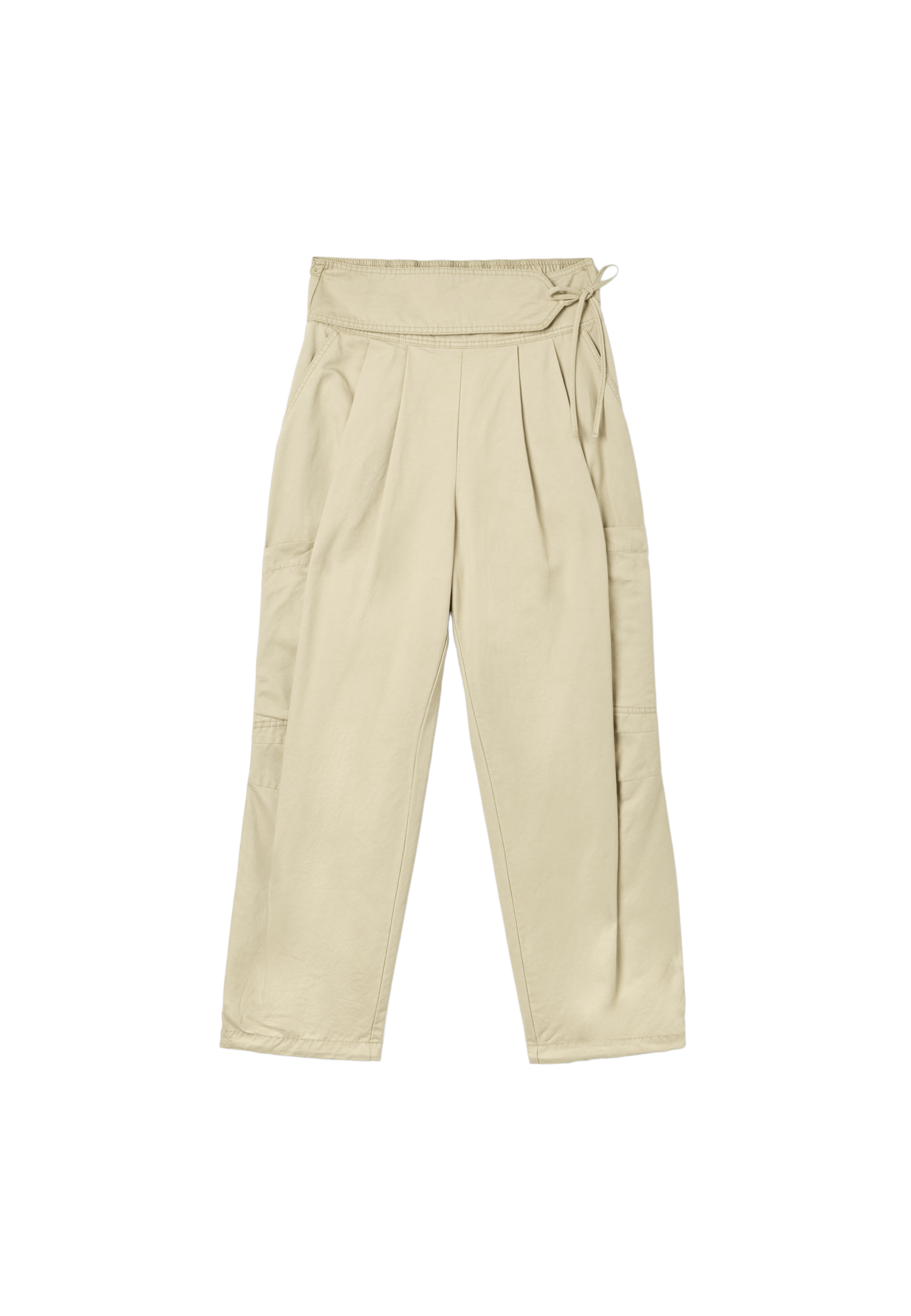 Voluminous cargo trousers with tie detail waist — Beige