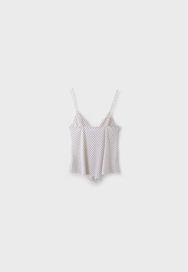 Printed ruffled top — Ecru 8