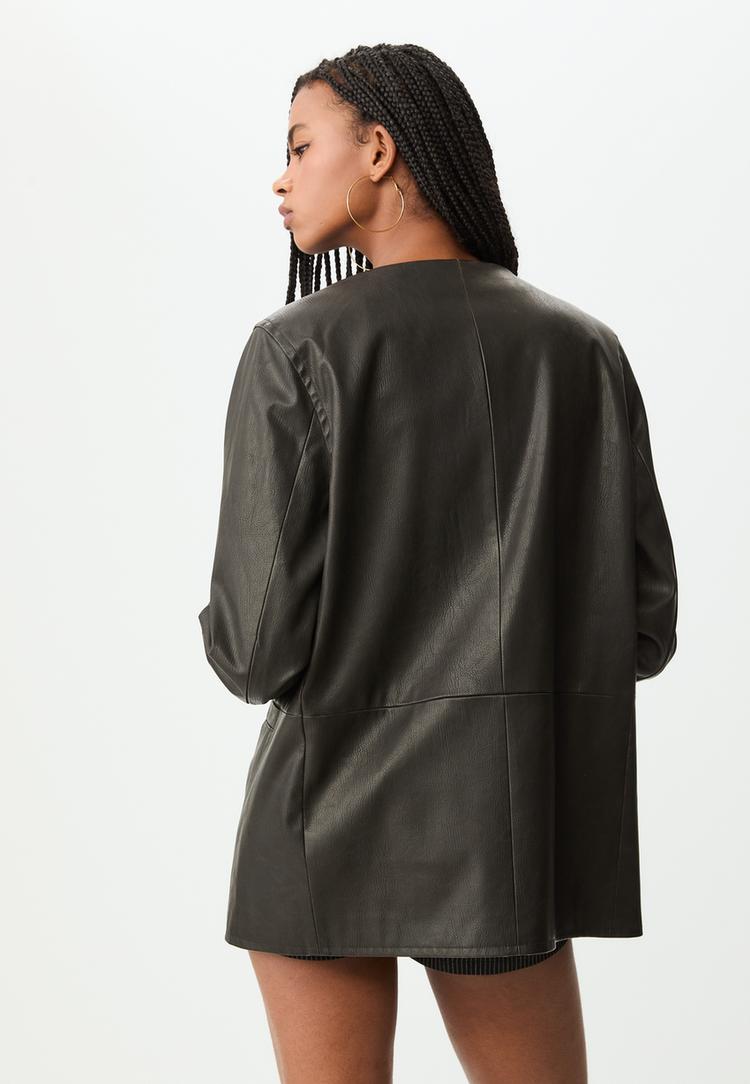 buttoned leather effect blazer