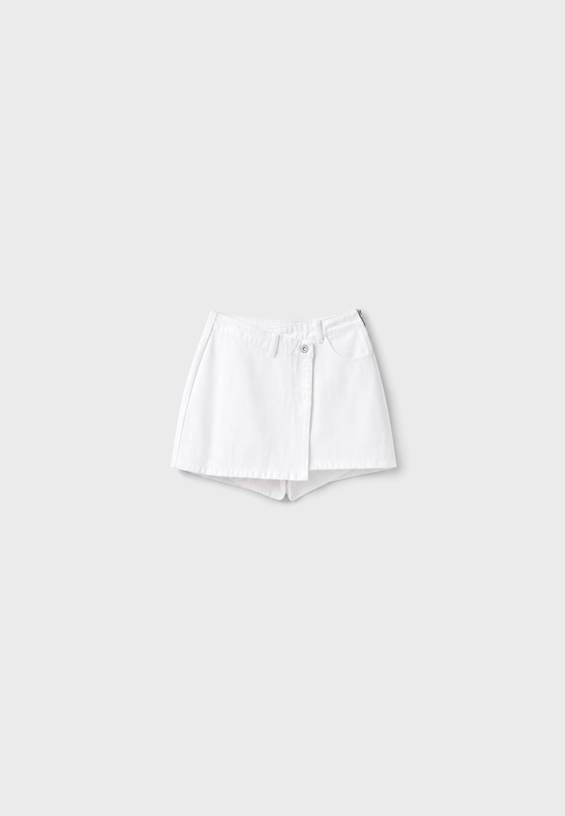 Crossover denim skort — Vanilla