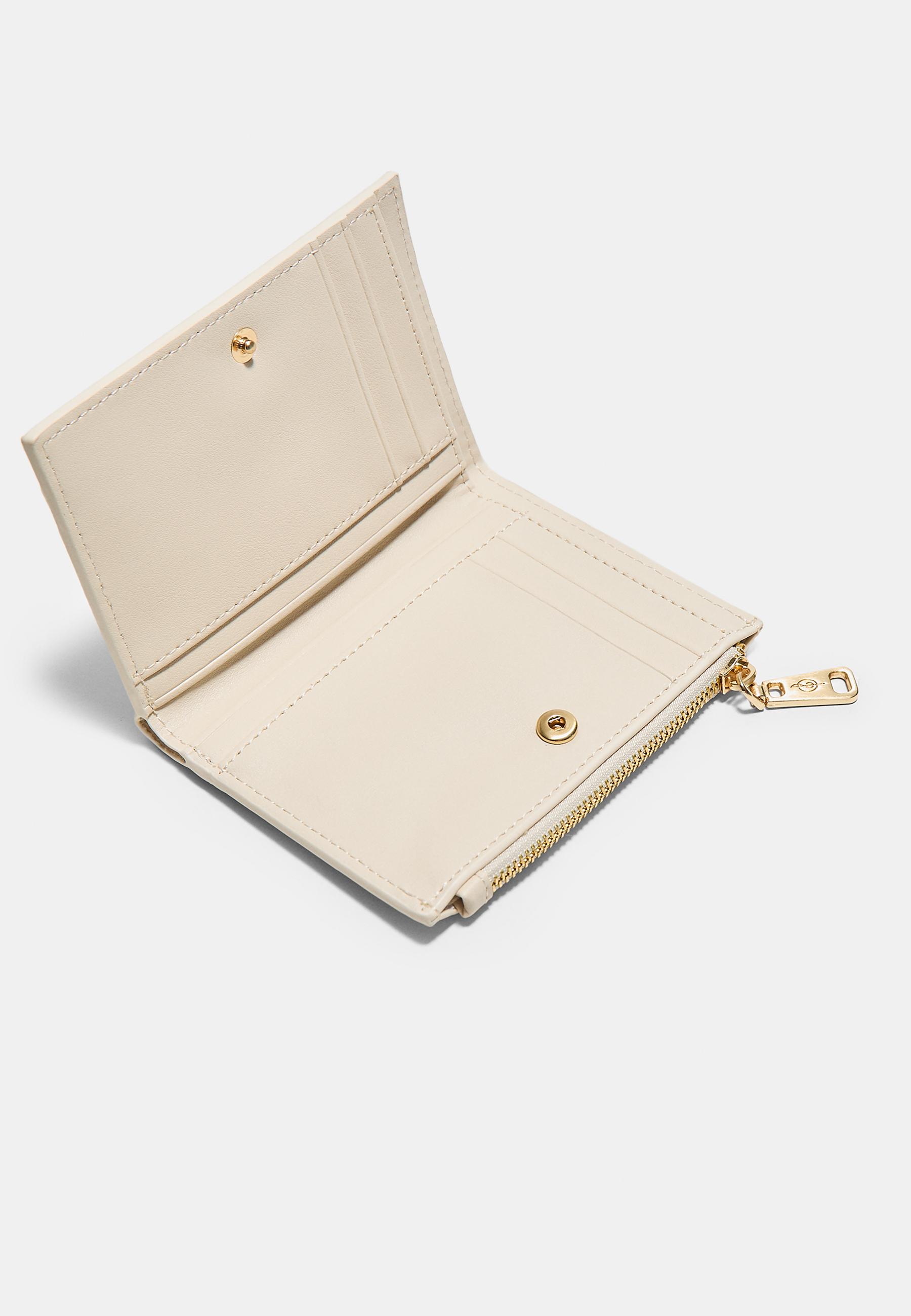 Stitched card holder purse — Ecru