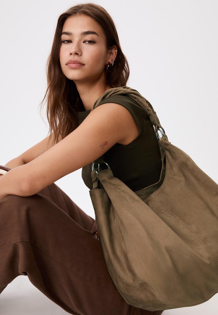 faux suede shoulder bag