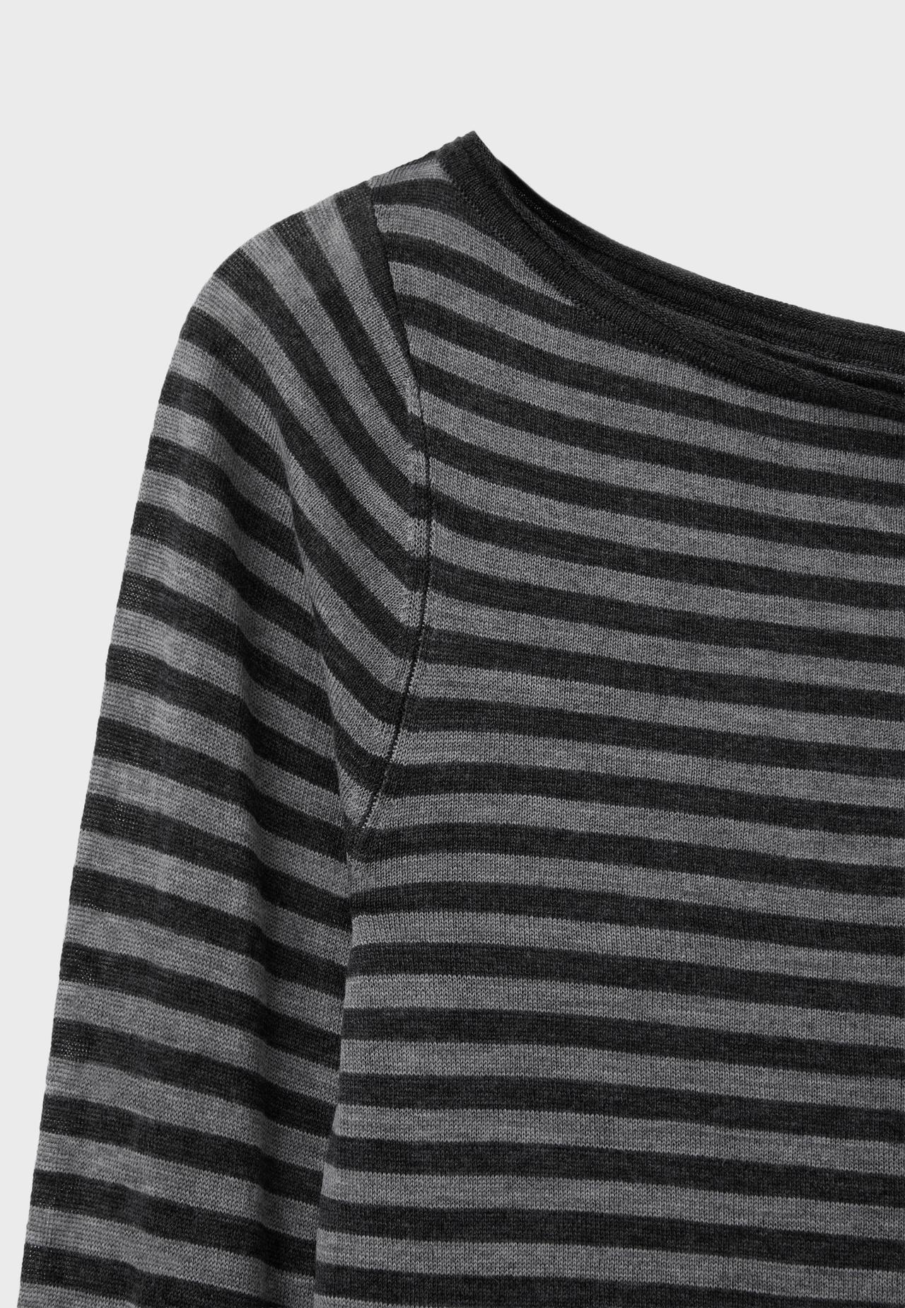 Basic wool and silk boat neck jumper — Dark grey