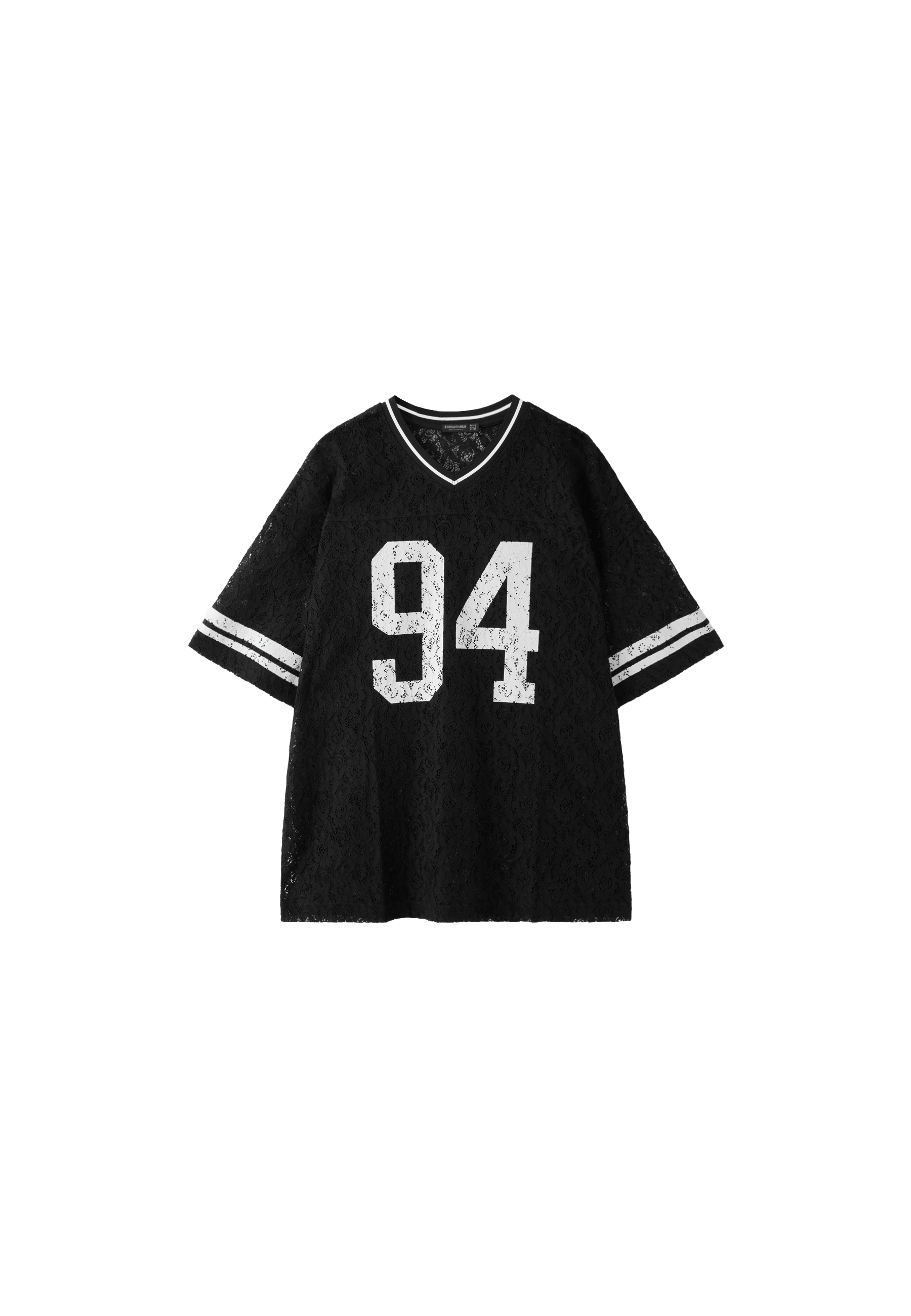 Number lace T-shirt — Black