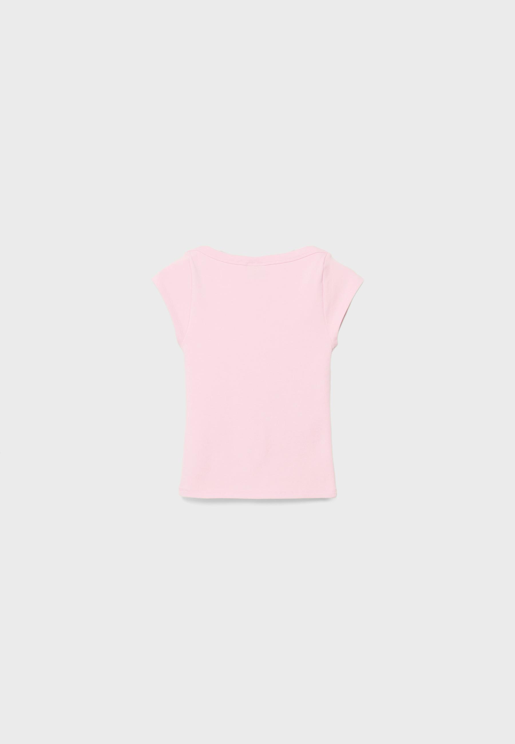 Basic geniş yaka tişört - Görsel 10