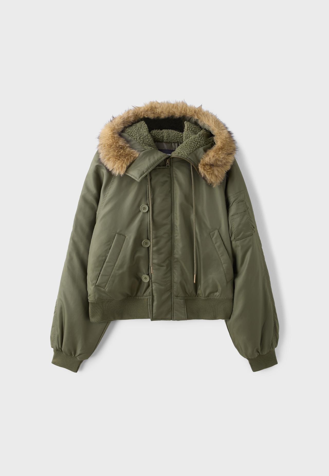 Cropped hooded jacket — Khaki