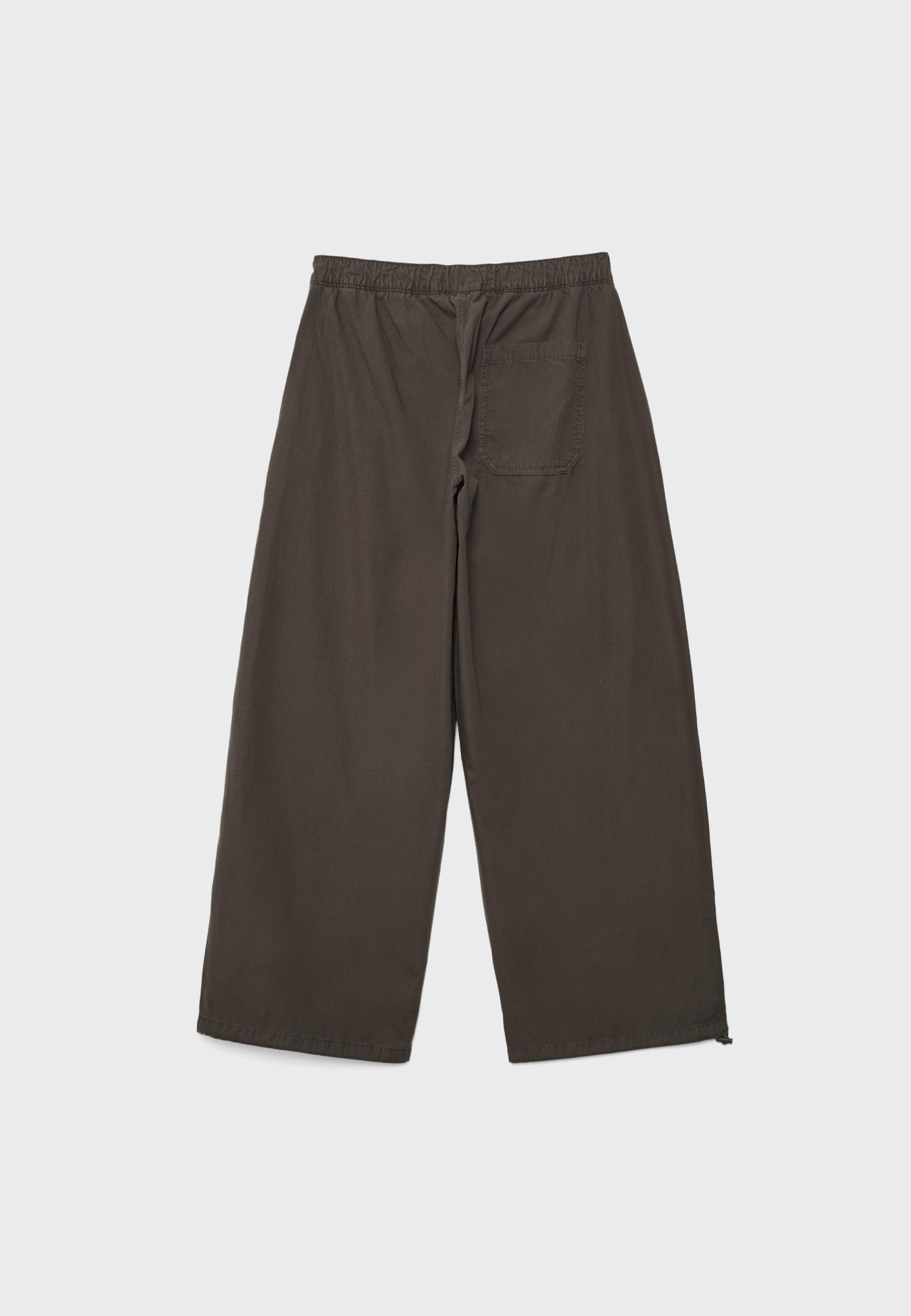 Barrel poplin trousers with stoppers — Brown