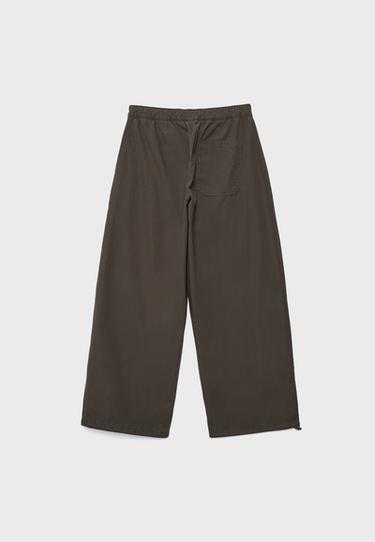 Poplin barrel trousers with stoppers — Brown 7