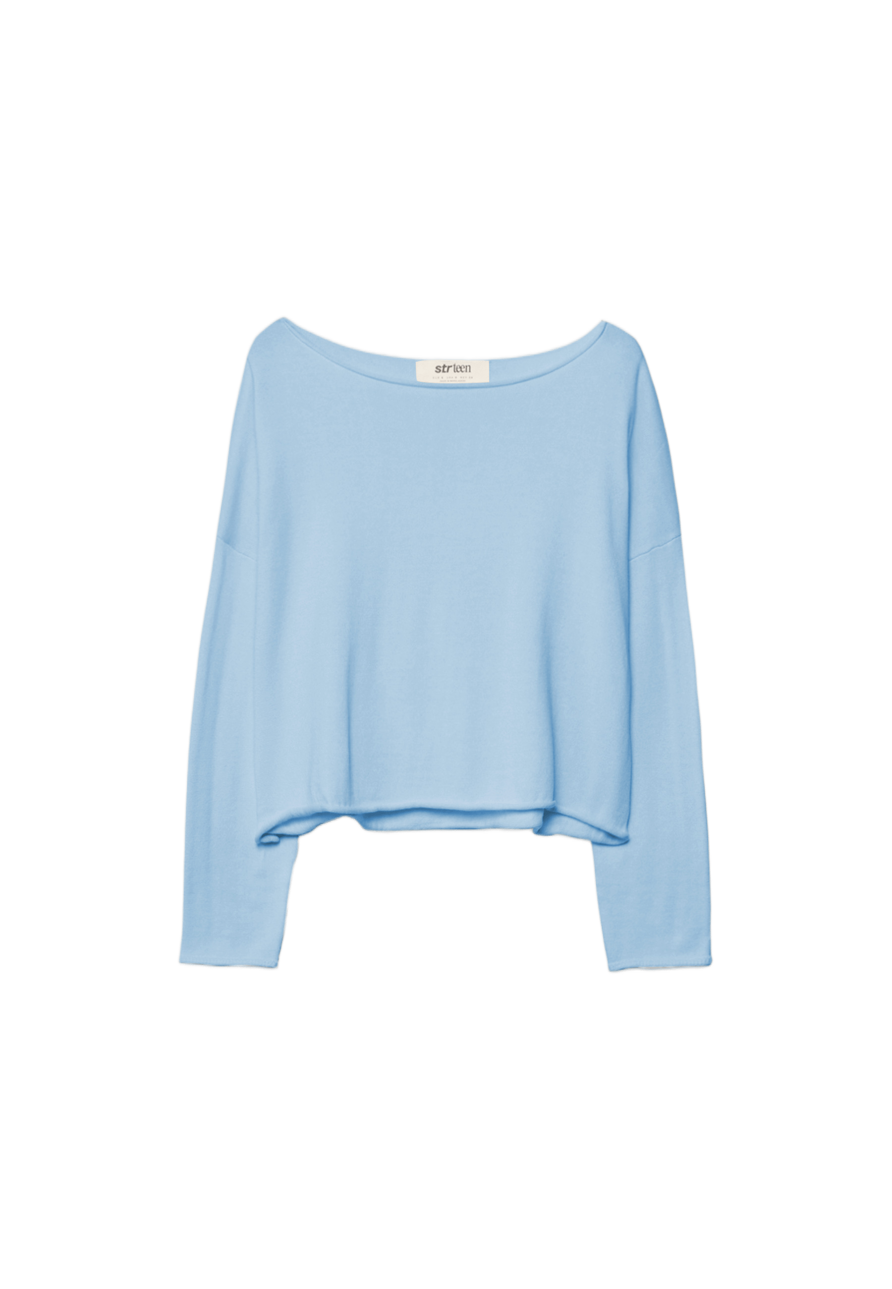 Boat neck cropped sweater — Sky blue (alternate view)