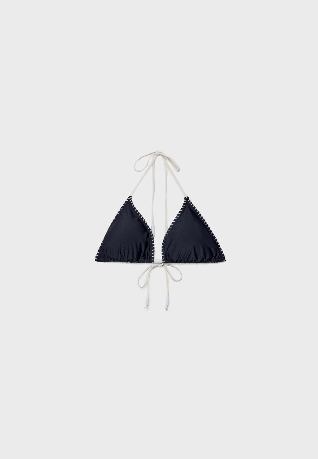 Embroidered triangle bikini top