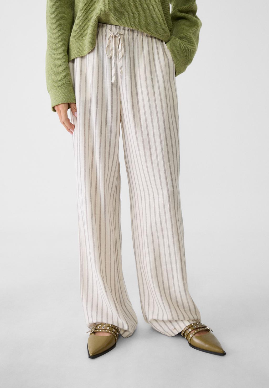 Pantalon fluide avec imprimé en lin